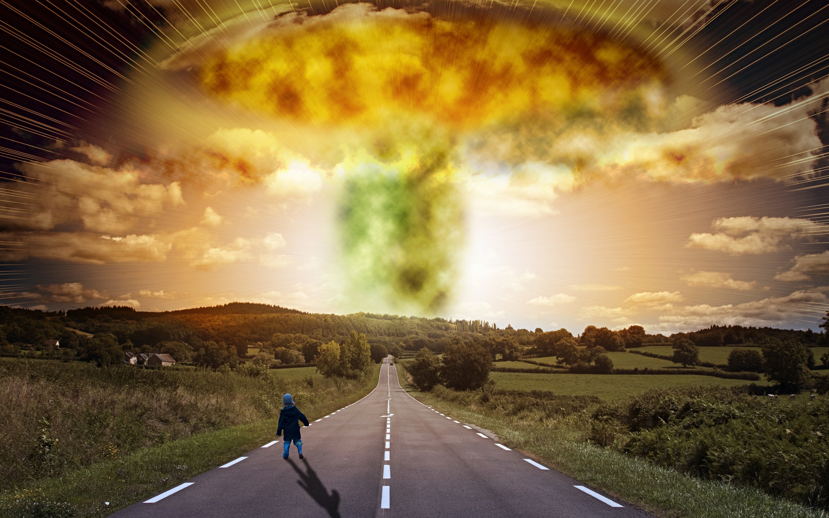 2880x1800 Road child explosion apocalypse signs houses trees apocalyptic nuclear  radiation bomb wallpaper |  | 126194 | WallpaperUP