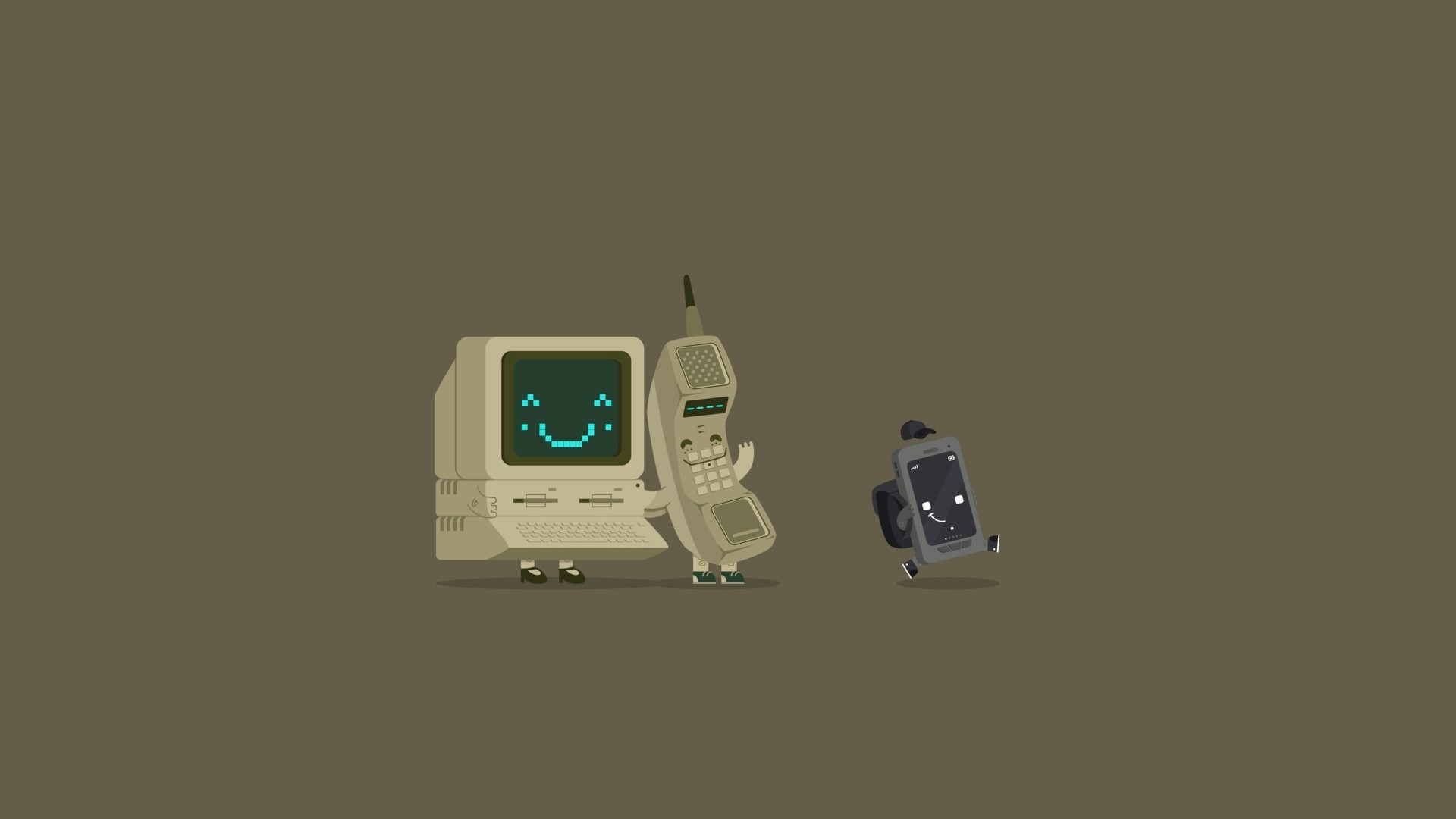 1920x1080 Preview wallpaper minimalism, telephone, computer, technology 