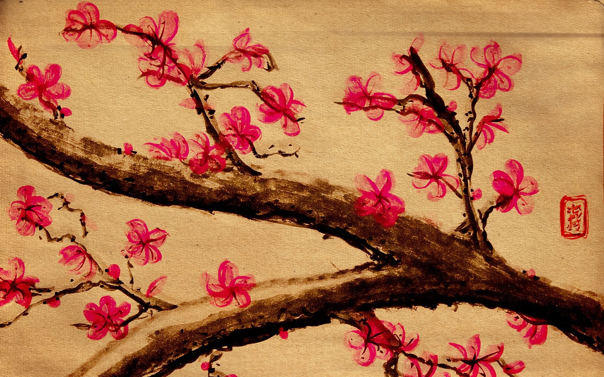 1920x1200 Cherry Blossom Paintings