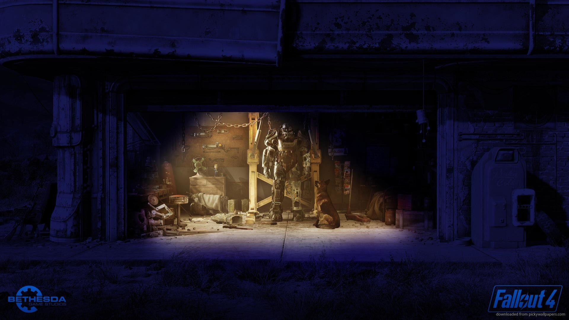 1920x1080 2560x1440 Fallout 4 Garage Night Wallpaper wallpaper