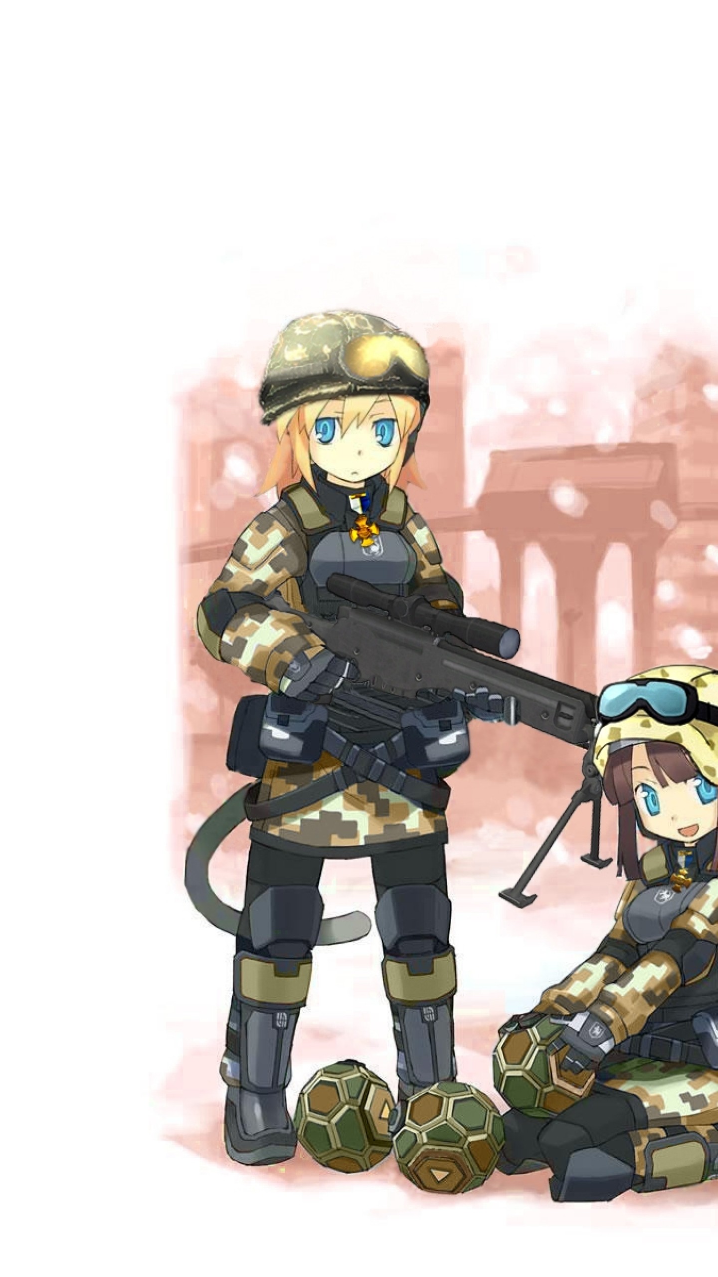1440x2560  Wallpaper battlefield 2, anime, girls, balls, gun