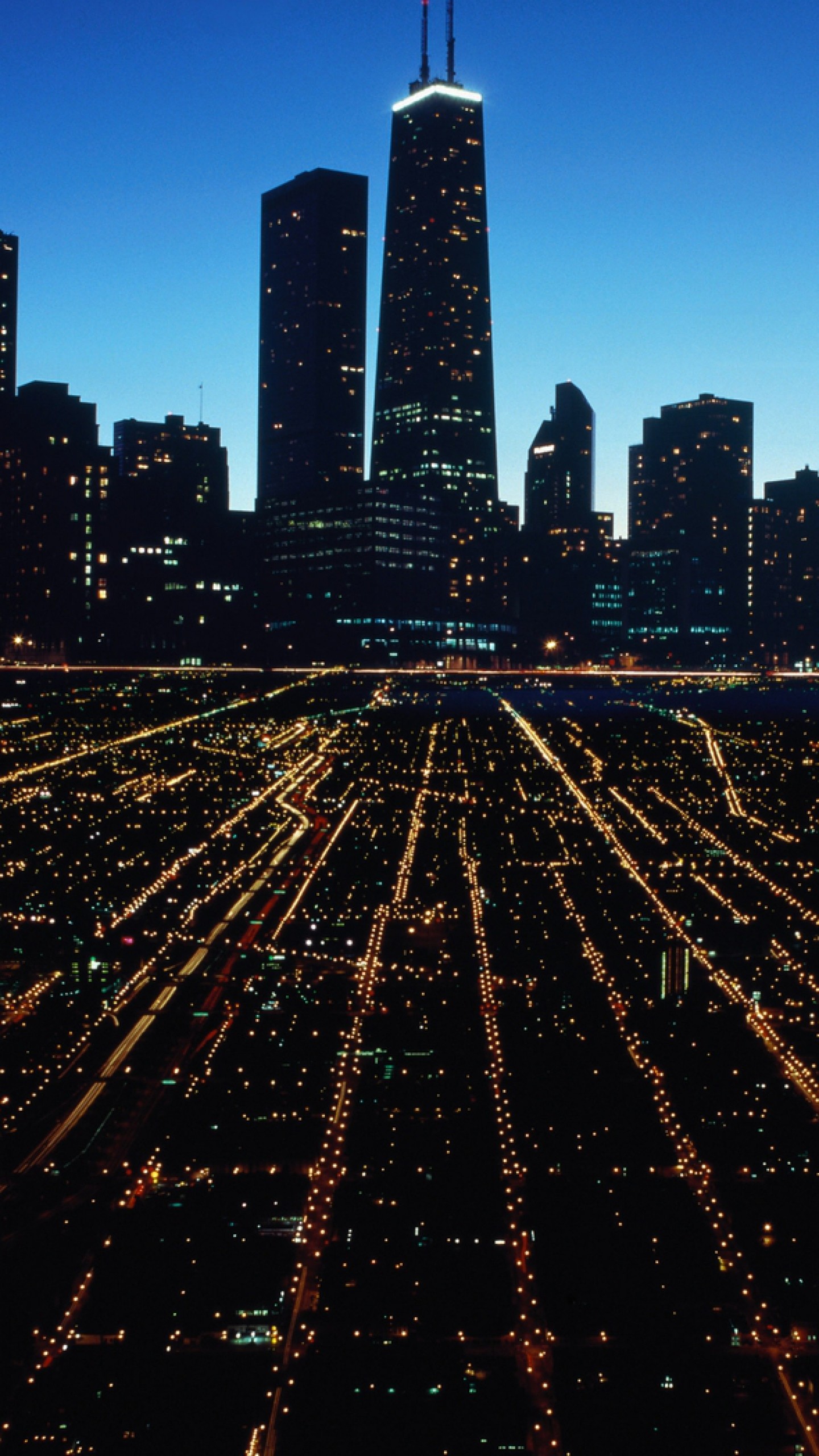 1440x2560  Wallpaper chicago, city, night, lights city