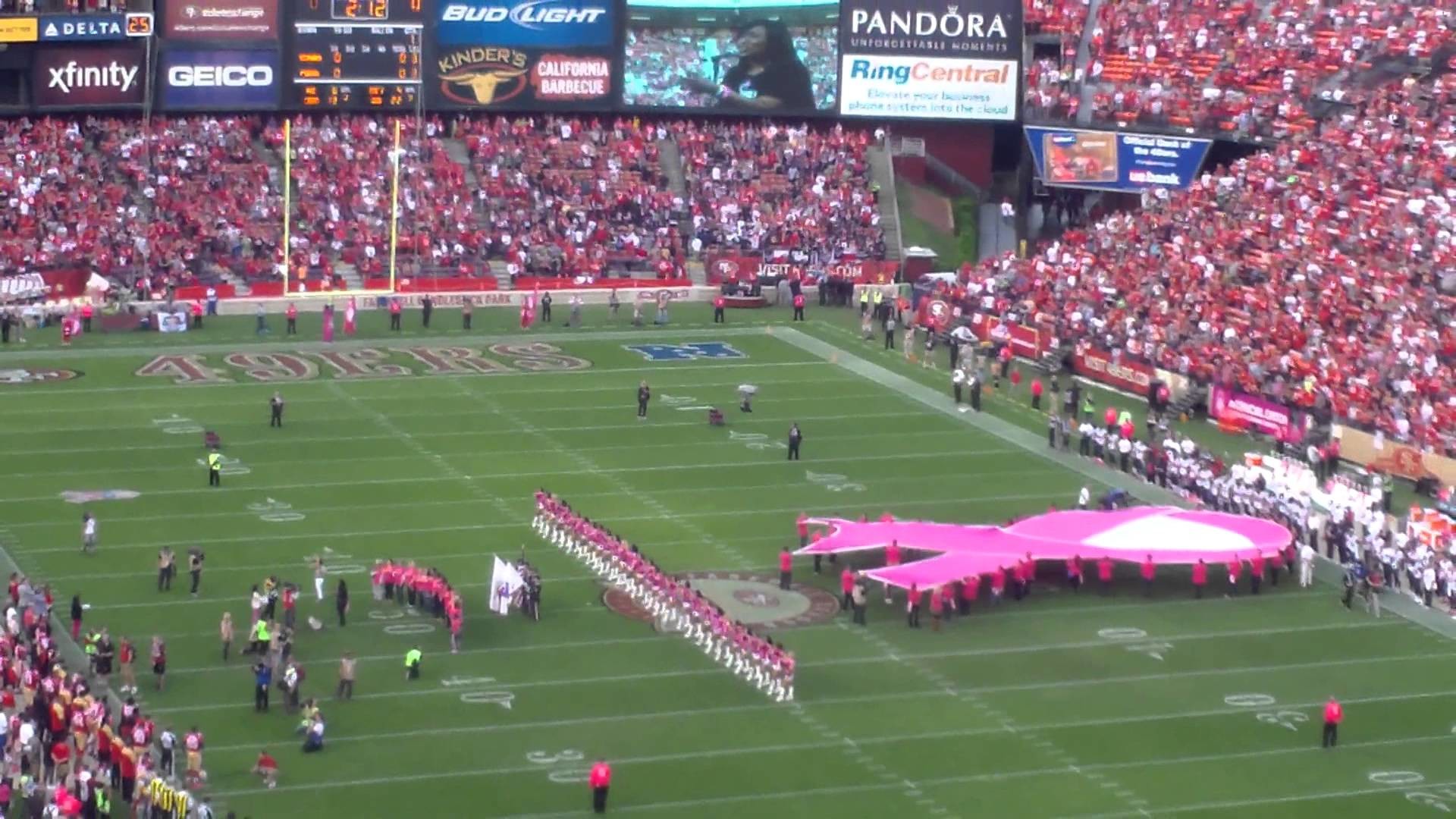 1920x1080 Crucial Catch- Breast Cancer Awareness - National Anthem- Flyover - 49ers,  Candlestick Park - YouTube