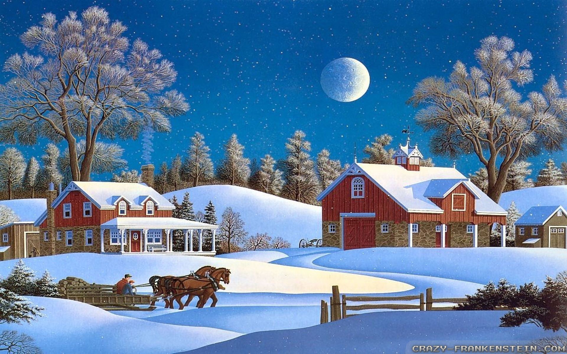 1920x1200 Farm Winter Scenes Desktop Wallpaper