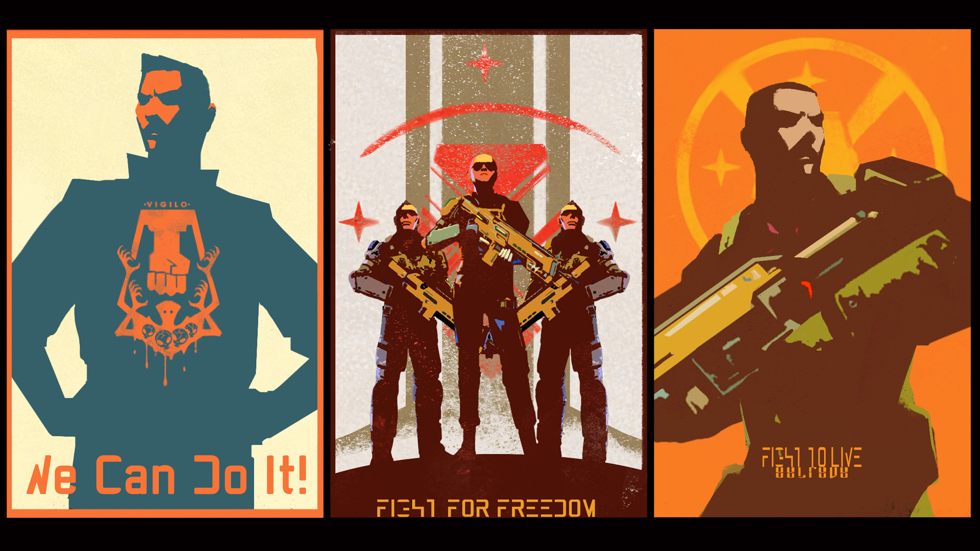 1920x1080 XCOM Propaganda – “The challenging aspect of these posters was keeping the  shapes and overall designs simple. We did this for two reasons: One, ...
