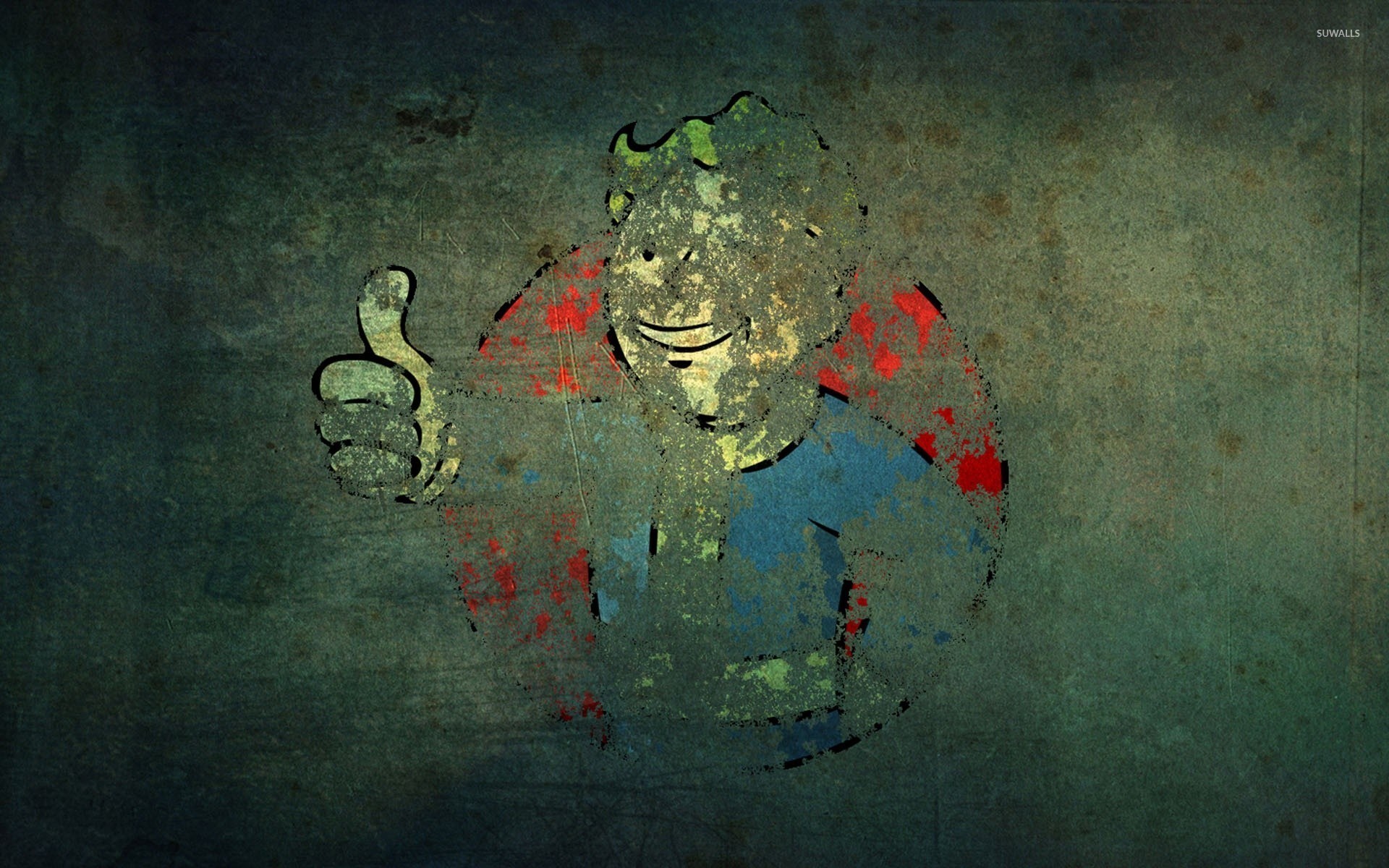 1920x1200 Vault Boy graffiti on an old wall - Fallout wallpaper  jpg