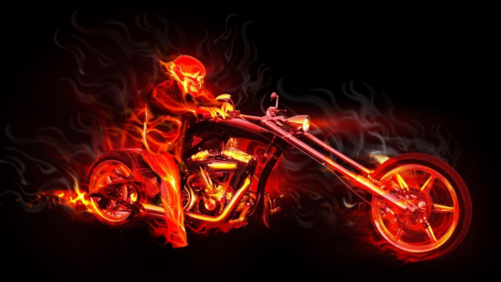 1920x1080 Motorcycle-Skull-Flames-Wallpaper