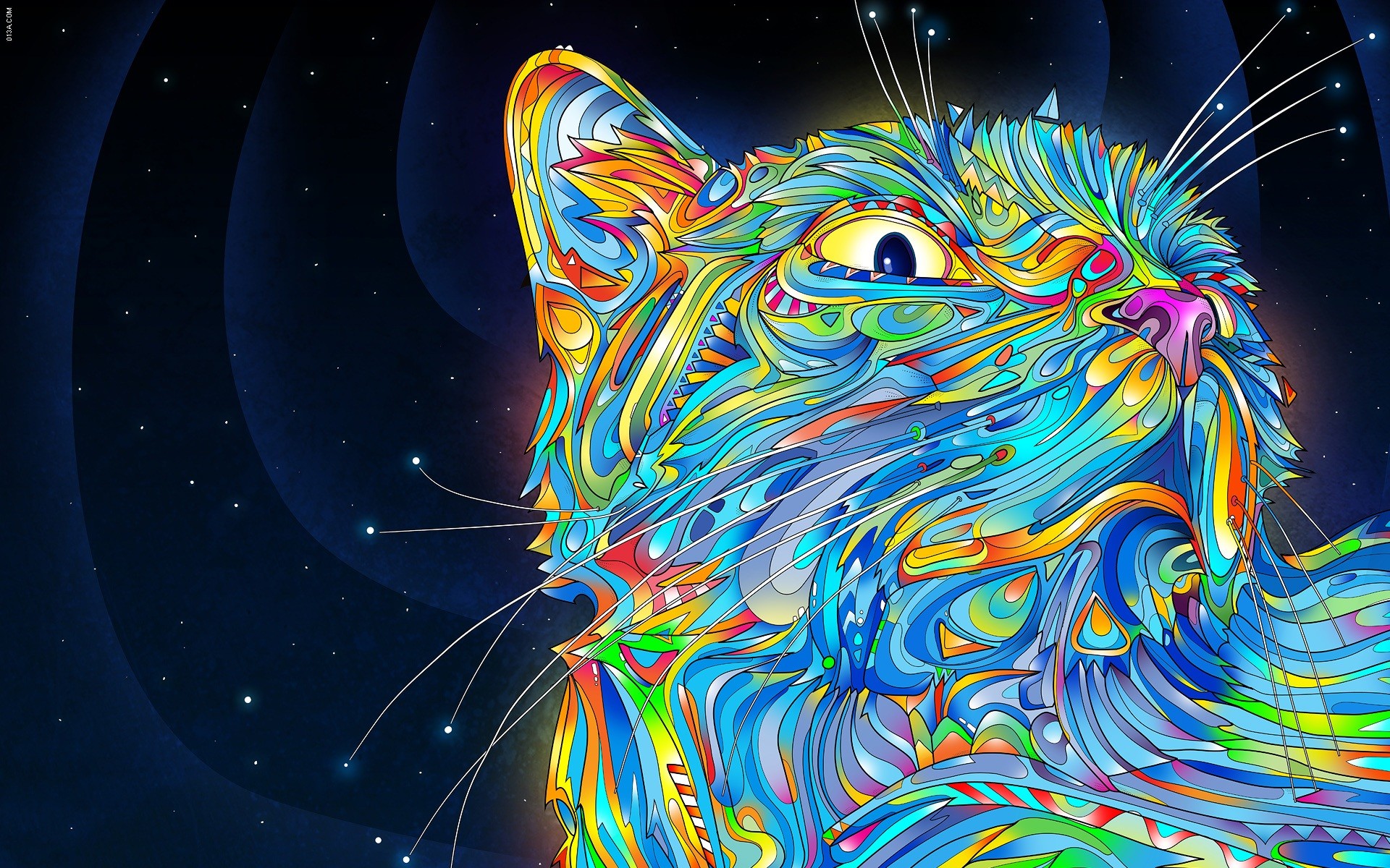 1920x1200 Cats Matei Apostolescu Outer Space Rainbows Trippy ...
