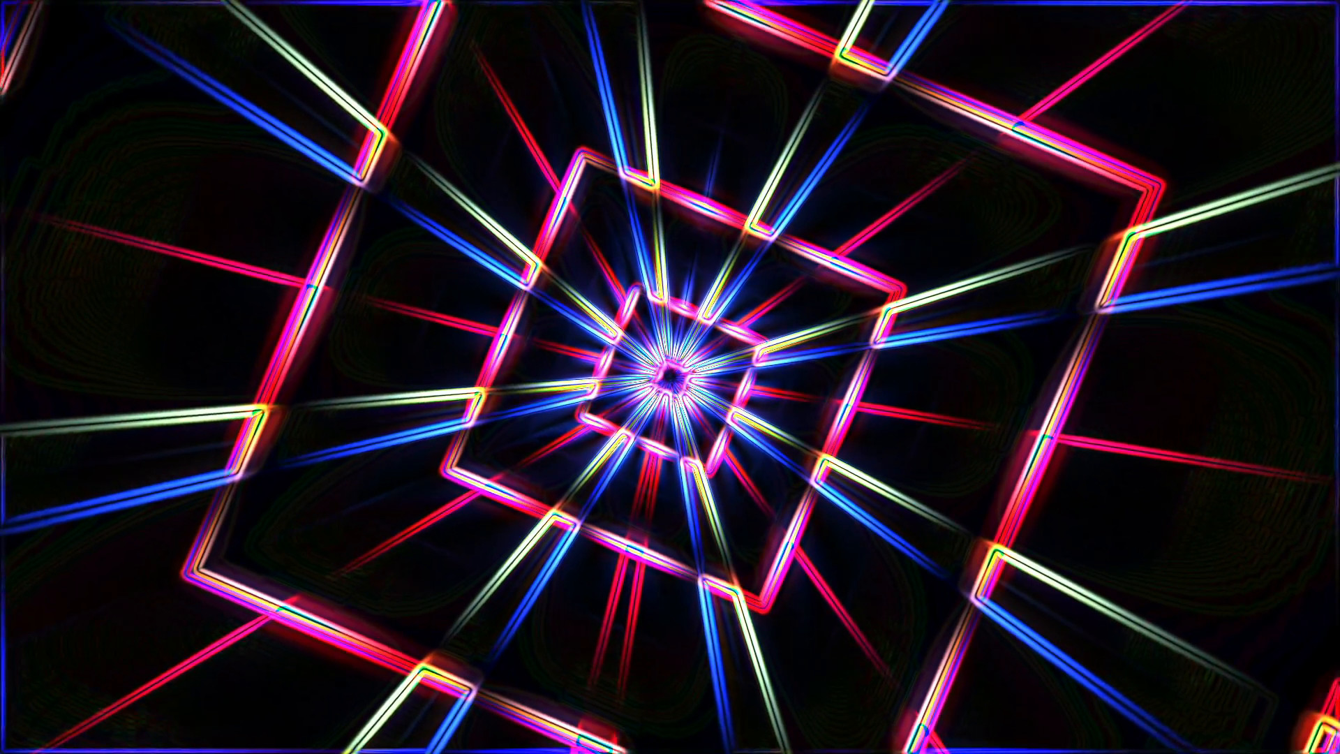1920x1080 Subscription Library Neon lights star squares tunnel background loop - 1080p