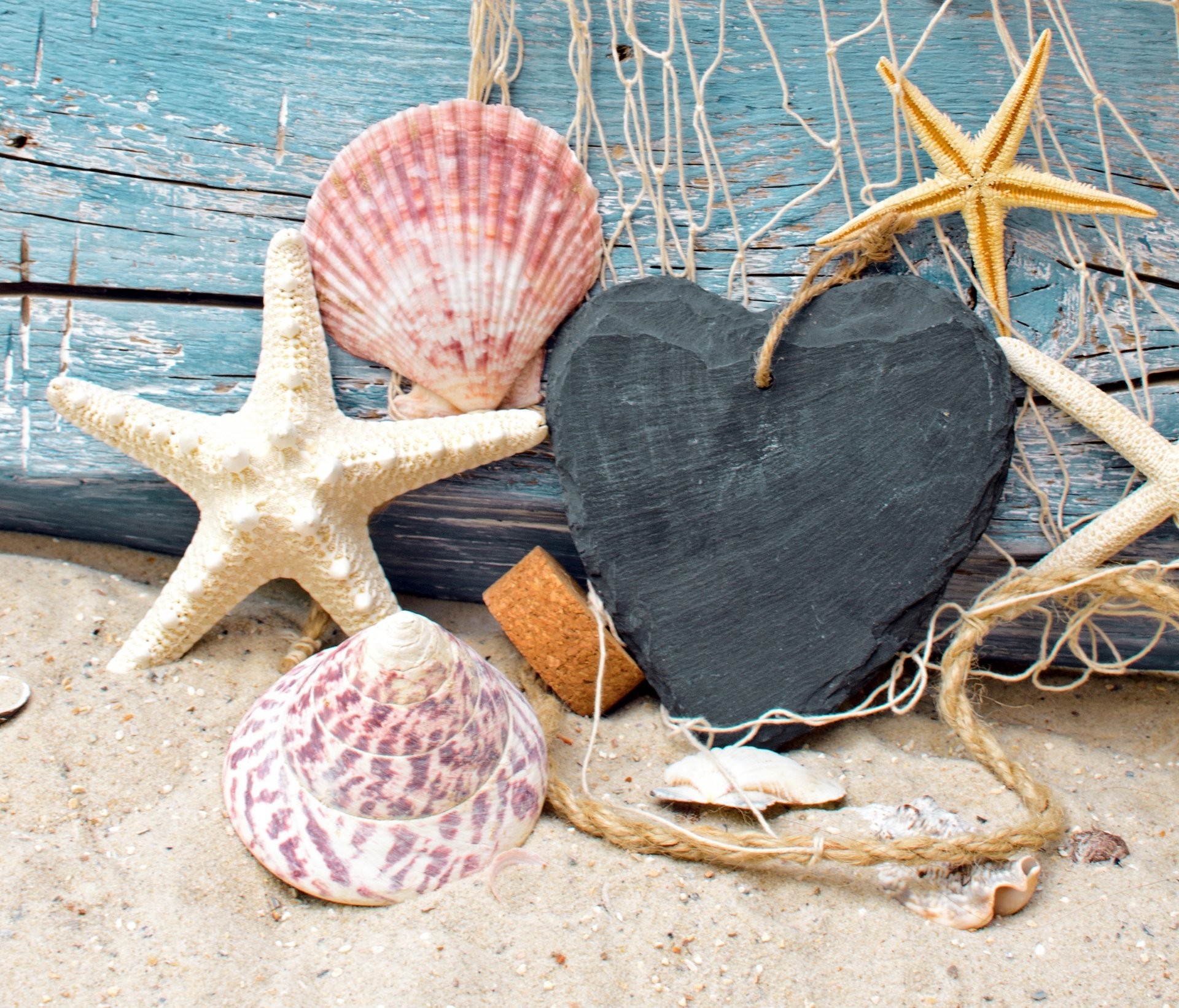 1920x1643 seashells starfish net wood marine shells sand beach net stones tree