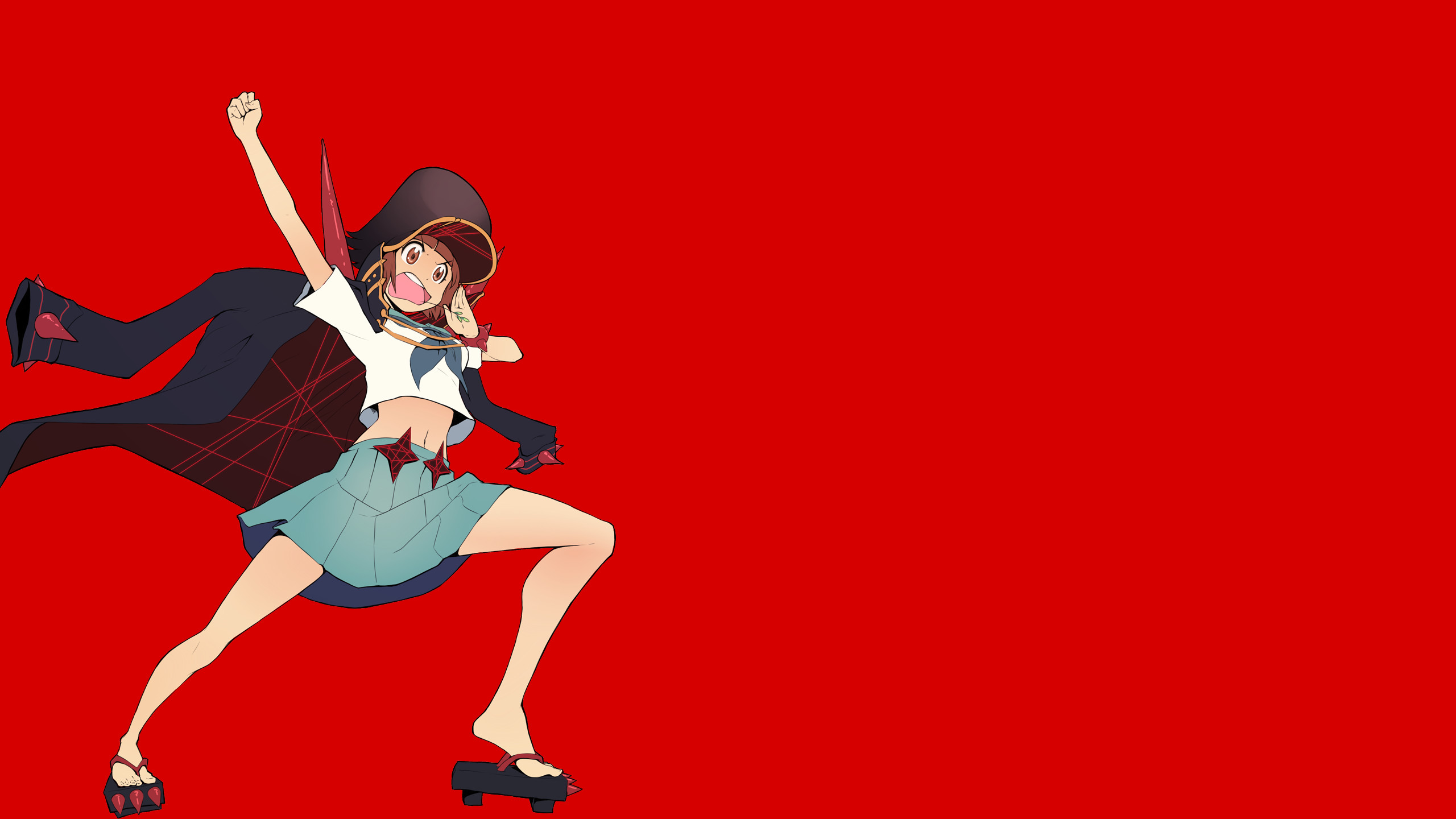 2560x1440 Anime  minimalism Kill la Kill Mankanshoku Mako anime girls red  background anime