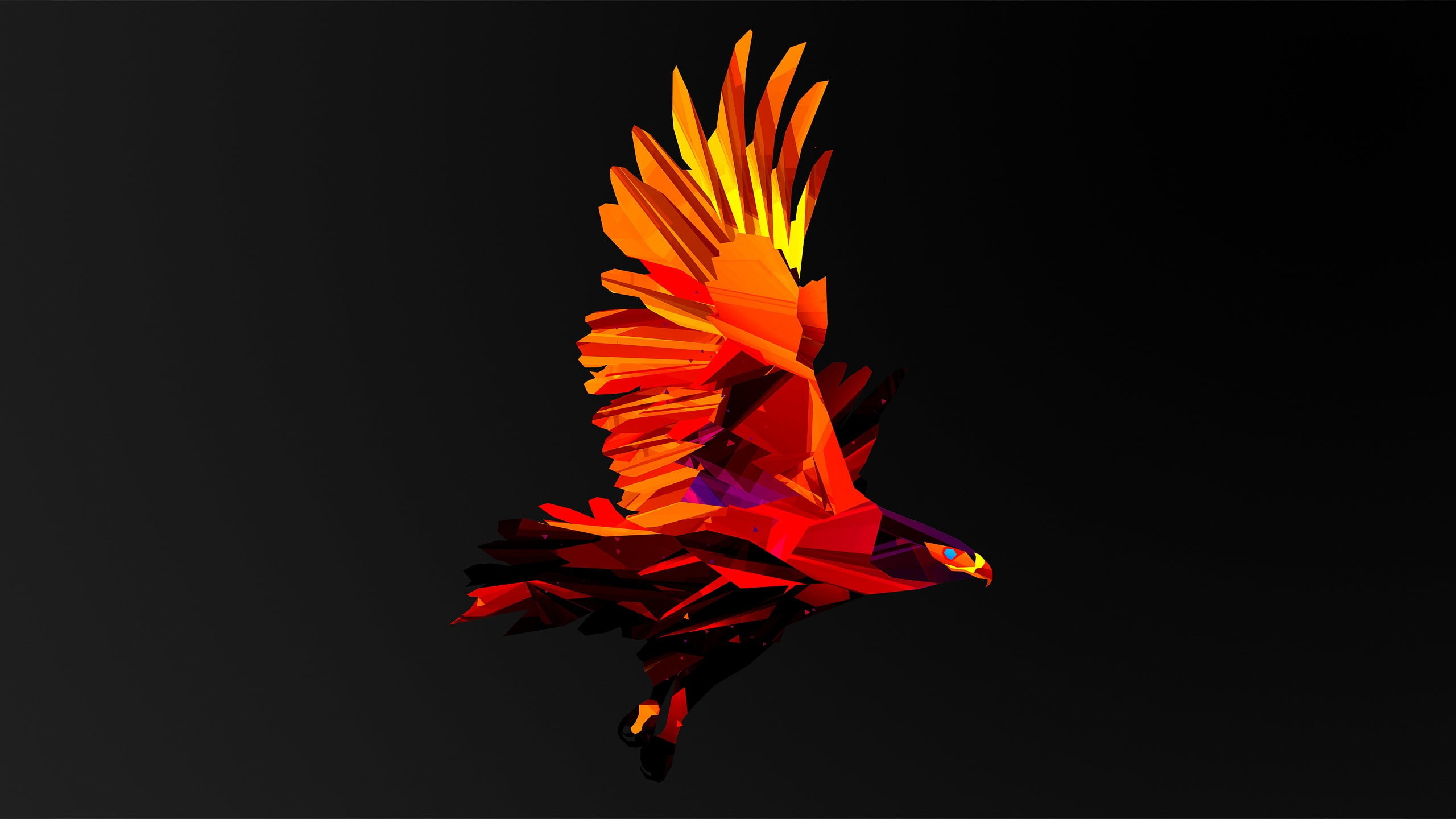 2560x1440 Phoenix bird origami HD wallpaper