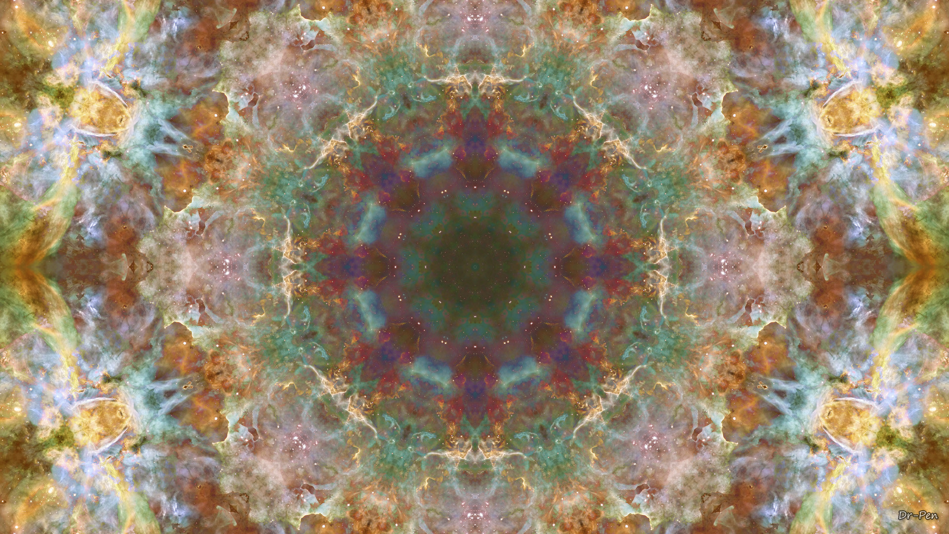 1920x1080 Abstract - Pattern Yellow Brown Artistic Manipulation Digital Abstract  Mandala Space Galaxy Wallpaper