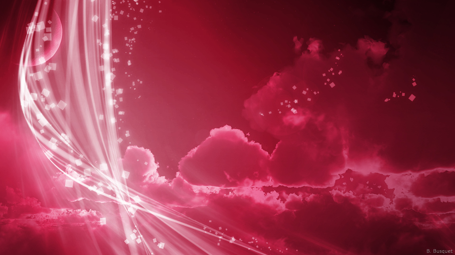 1920x1080 pink abstract wallpaper with clouds