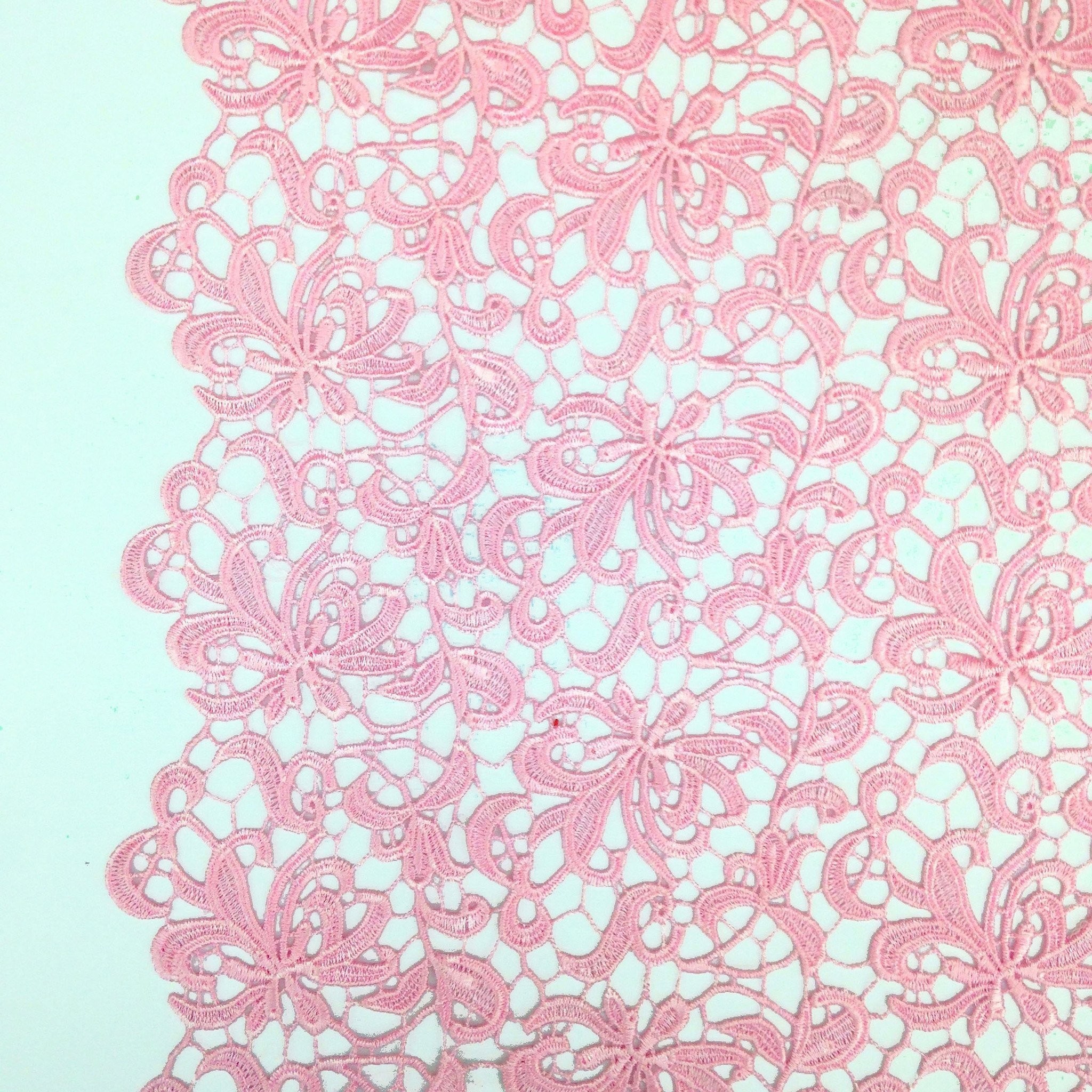 2048x2048 ... Pink Web Guipure French Venice Lace Fabric ...