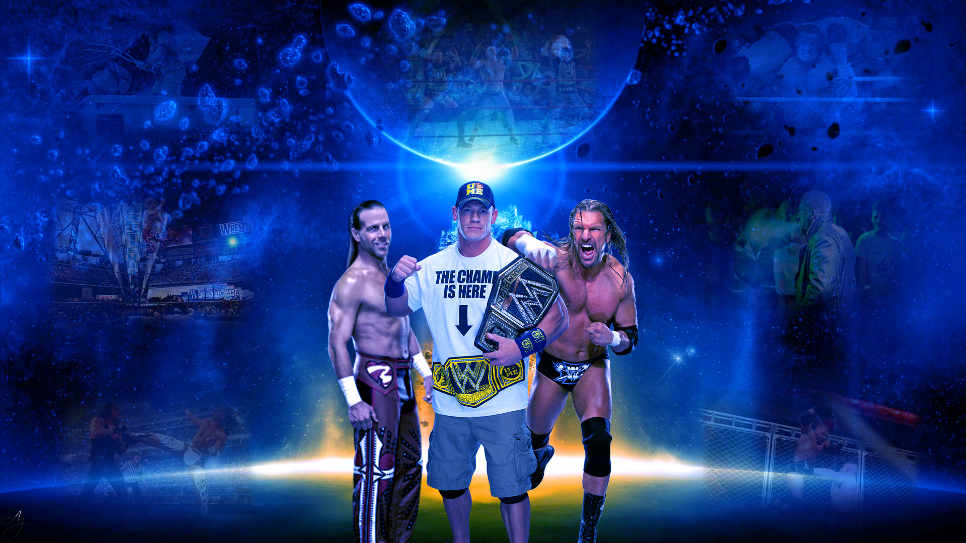 1920x1080 ... Shawn Michaels , Triple H And John Cena Wallpaper by FunkyAli