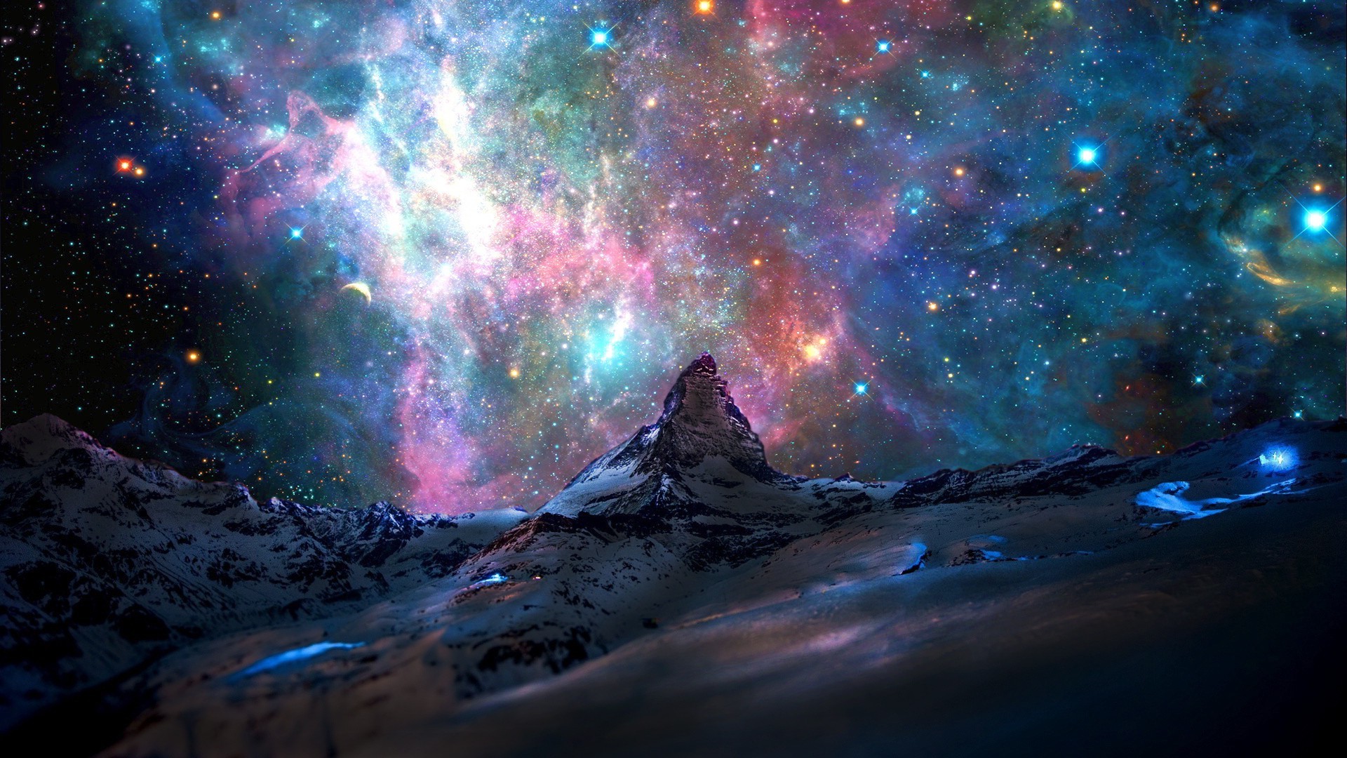 1920x1080 stars, Mountain, Space, Nebula, Landscape Wallpapers HD / Desktop and  Mobile Backgrounds