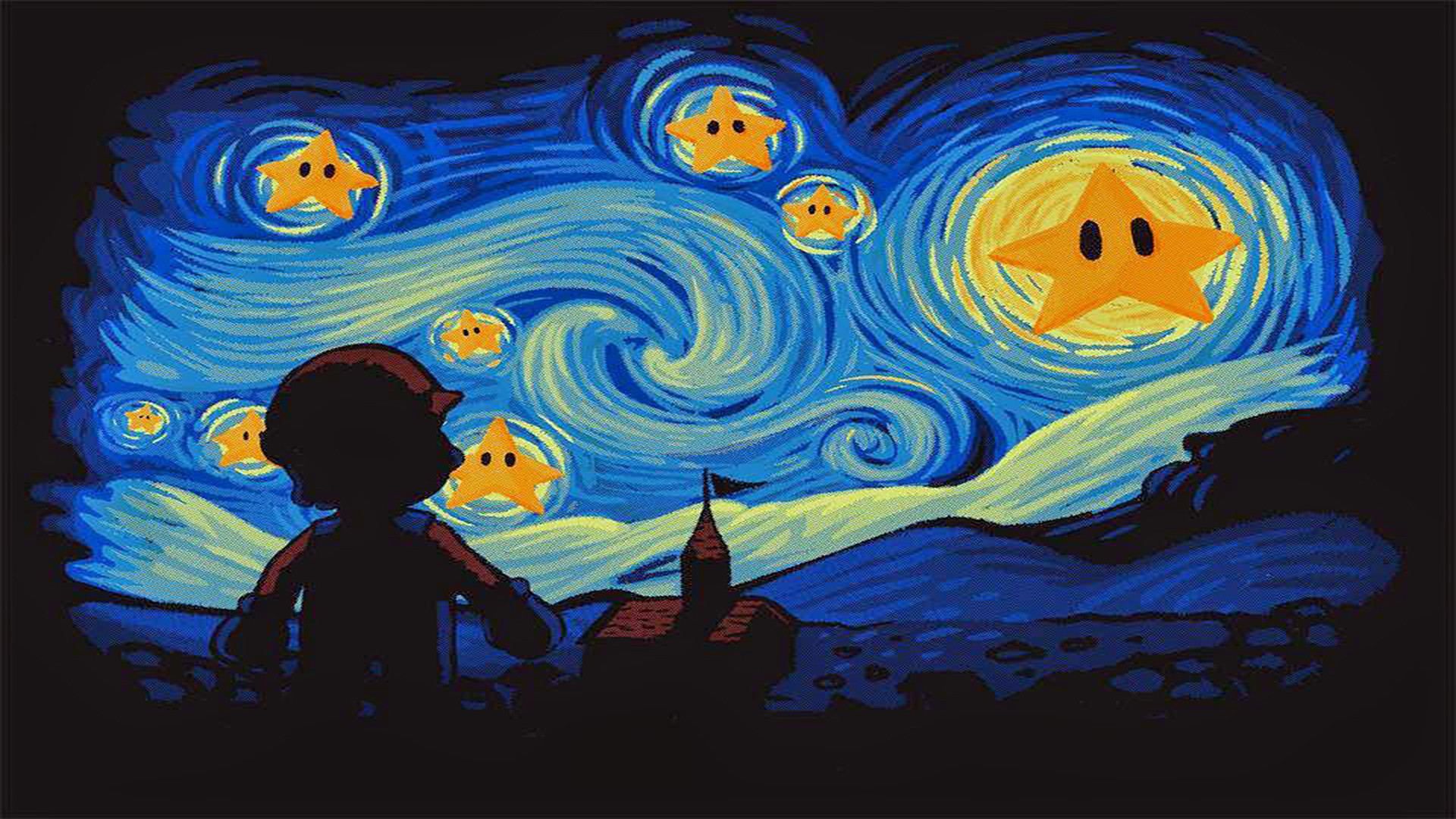 1920x1080 Mario Starry Night () ...