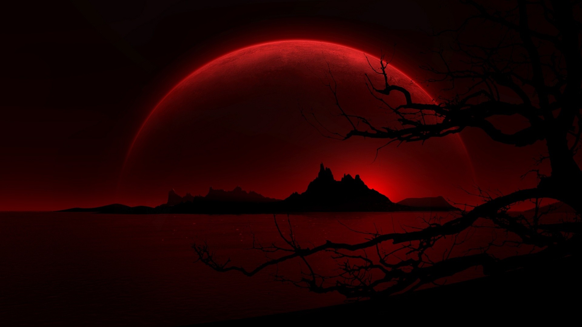 1920x1080 Red Moon Wallpaper 3443 Hd Wallpapers in Space - Imagesci.com