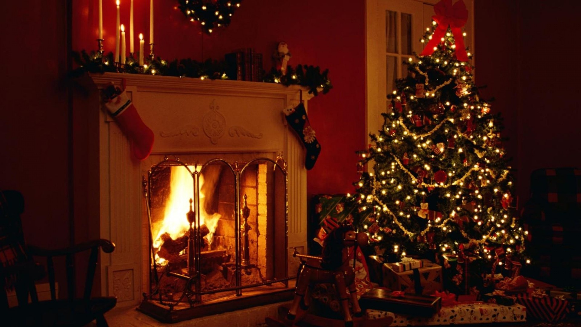 1920x1080 christmas, holiday, fireplace