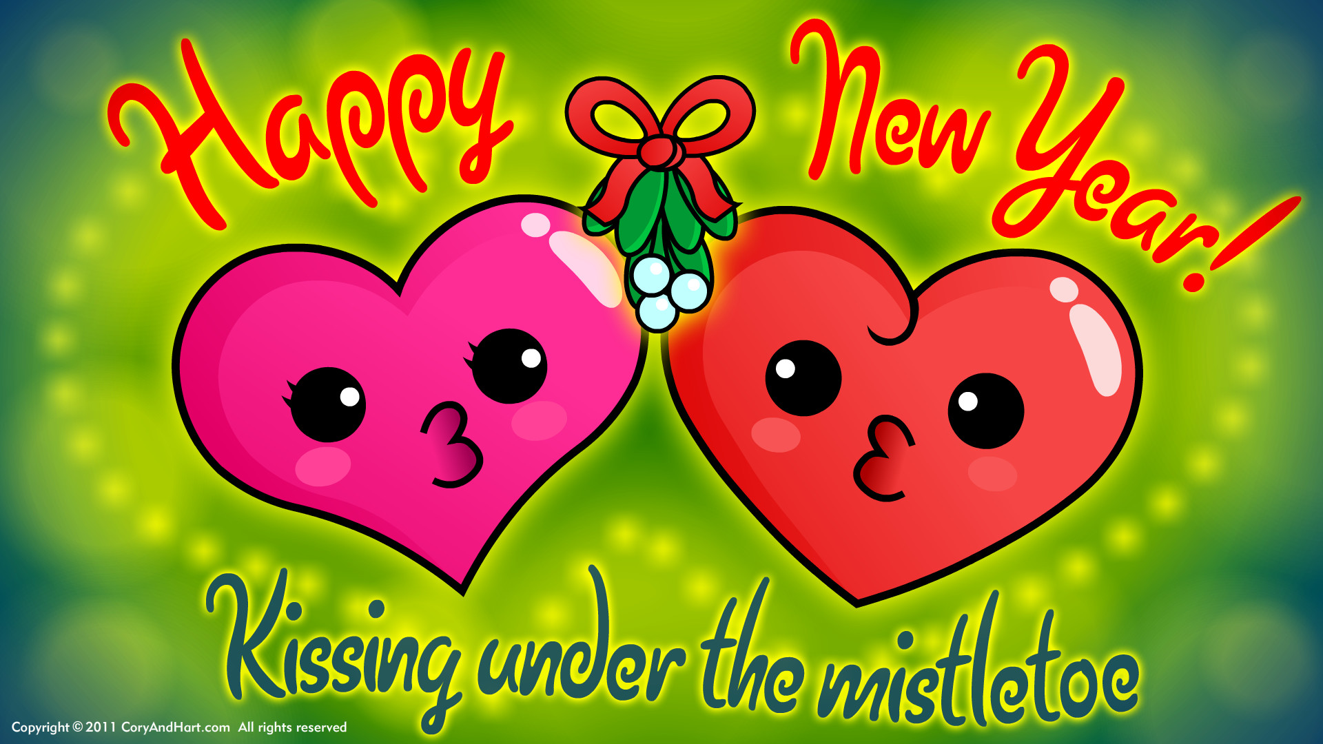 1920x1080 Happy new year! Kissing under the mistletoe wallpaper