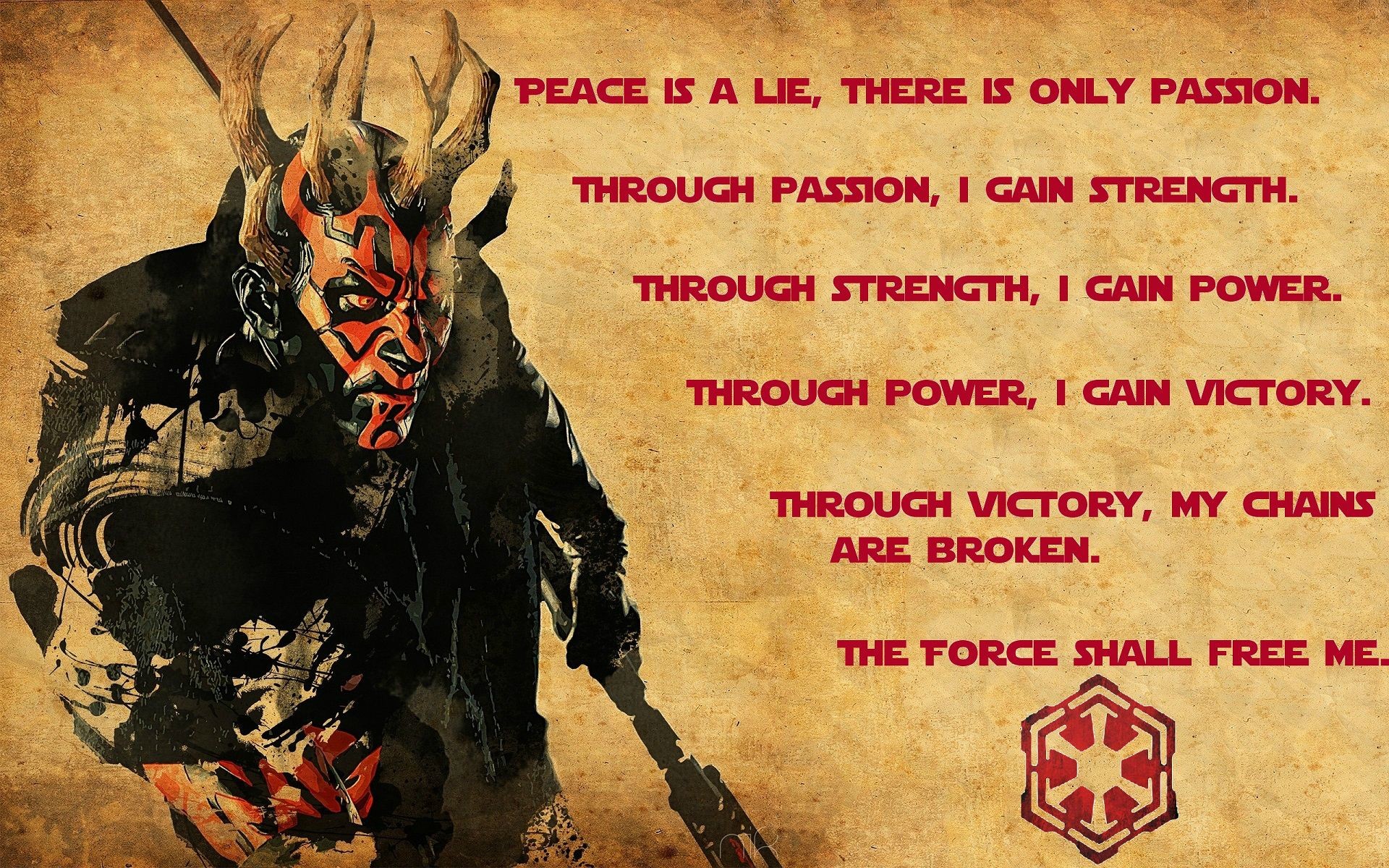 1920x1200 All I did was add the text and sith logo. The Darth Maul background was  done by the guy in the link.  http://nicollearl.deviantart.com/art/Darth-Maul-2- ...