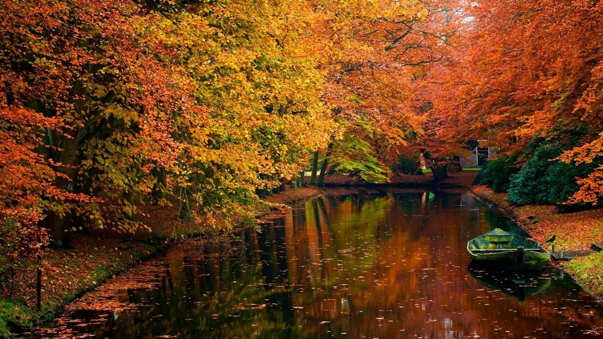 1920x1080 fall wallpapers boat Autumn