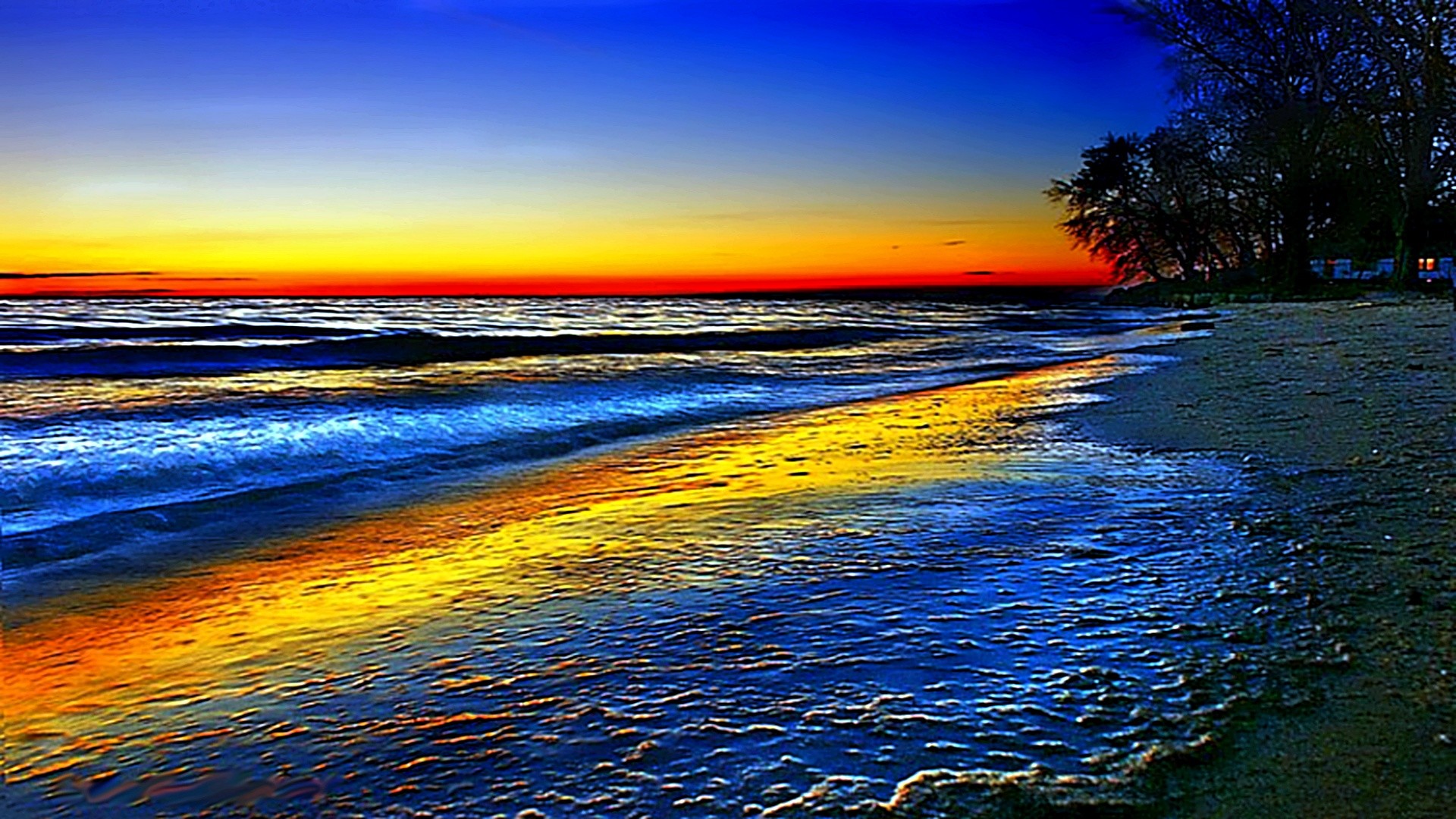 1920x1080 Colorful Beach Sunsets Desktop Wallpaper
