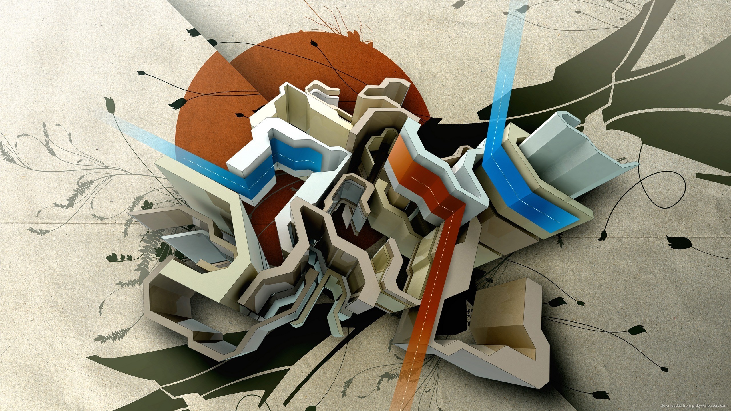 2560x1440 Abstract 3D Graffiti for 