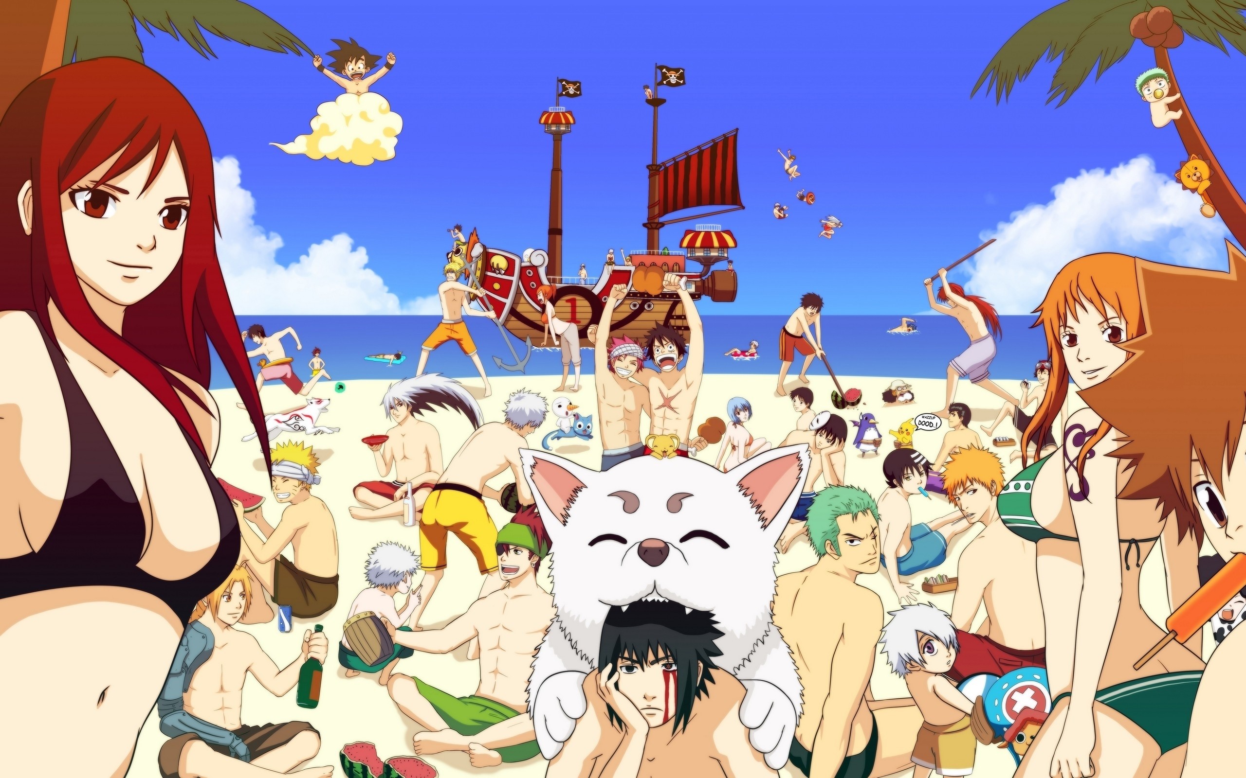 2560x1600 beach one piece anime bleach kurosaki ichigo uchiha sasuke kon naruto  shippuden gintama roronoa z Wallpaper
