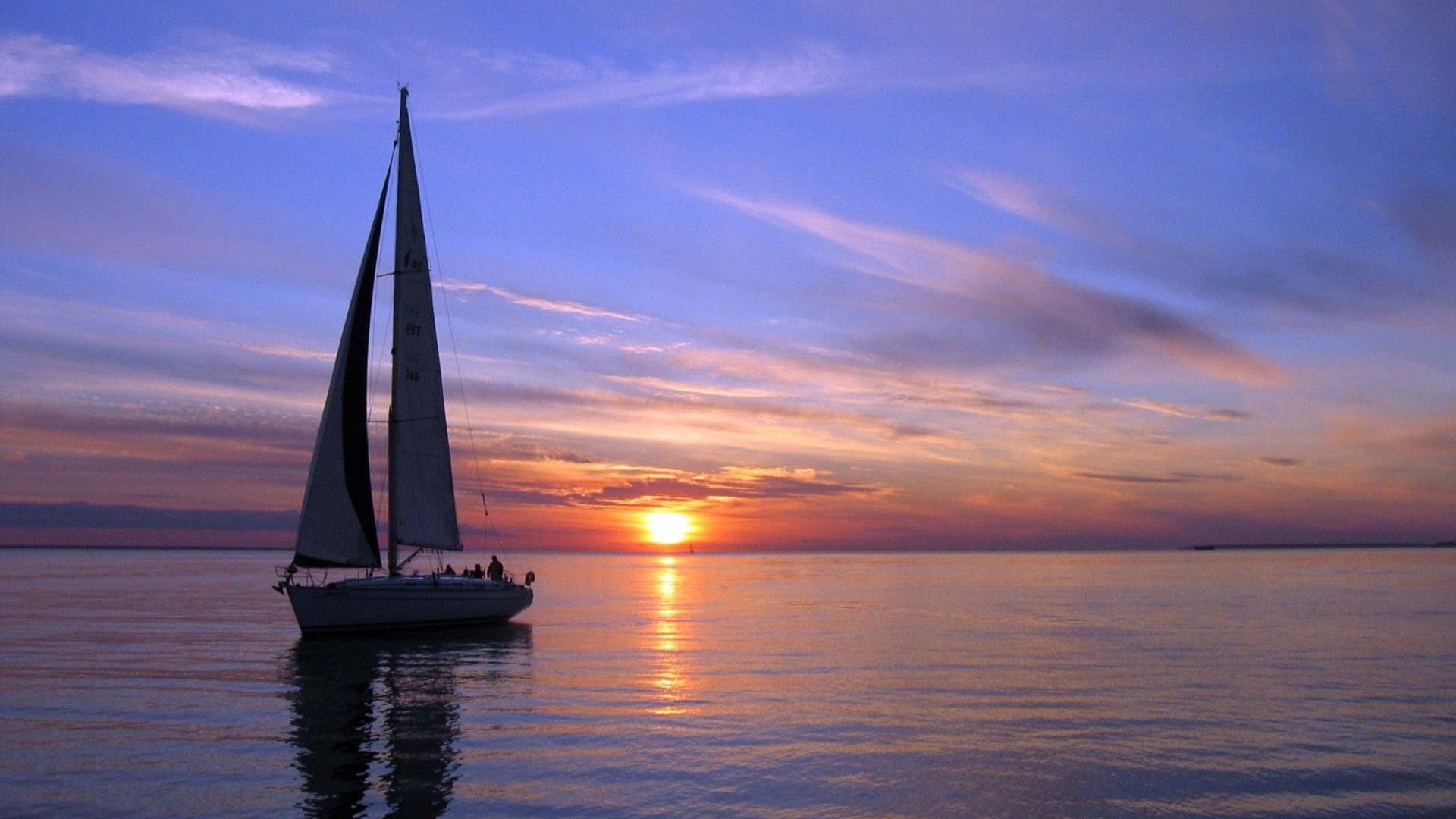 1920x1080 Boats silboat boats ship sailing ocean sea sky clouds sunset sunrise  wallpaper |  | 42357 | WallpaperUP