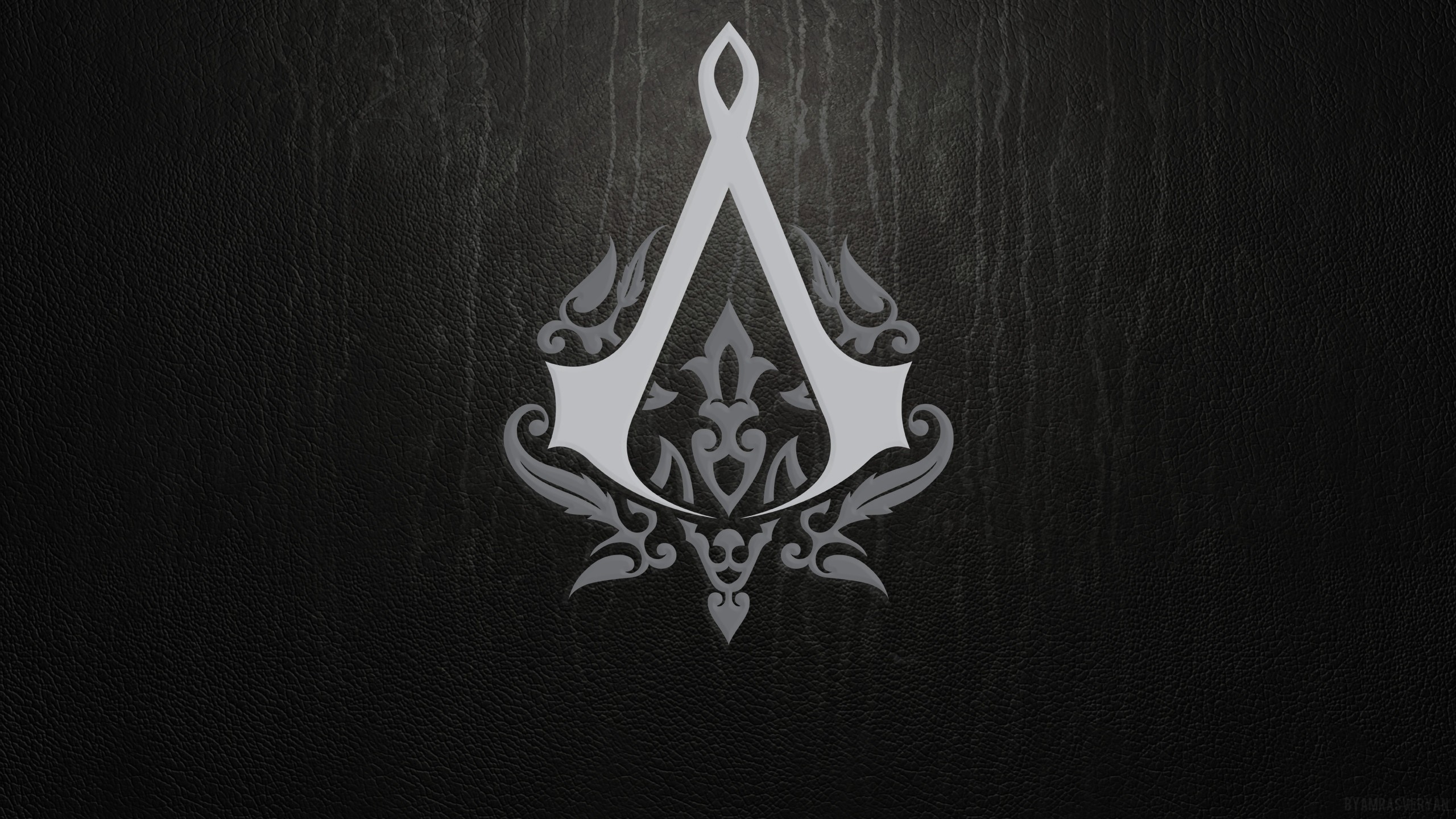 2560x1440  Wallpaper assassins creed, emblem, background, sign