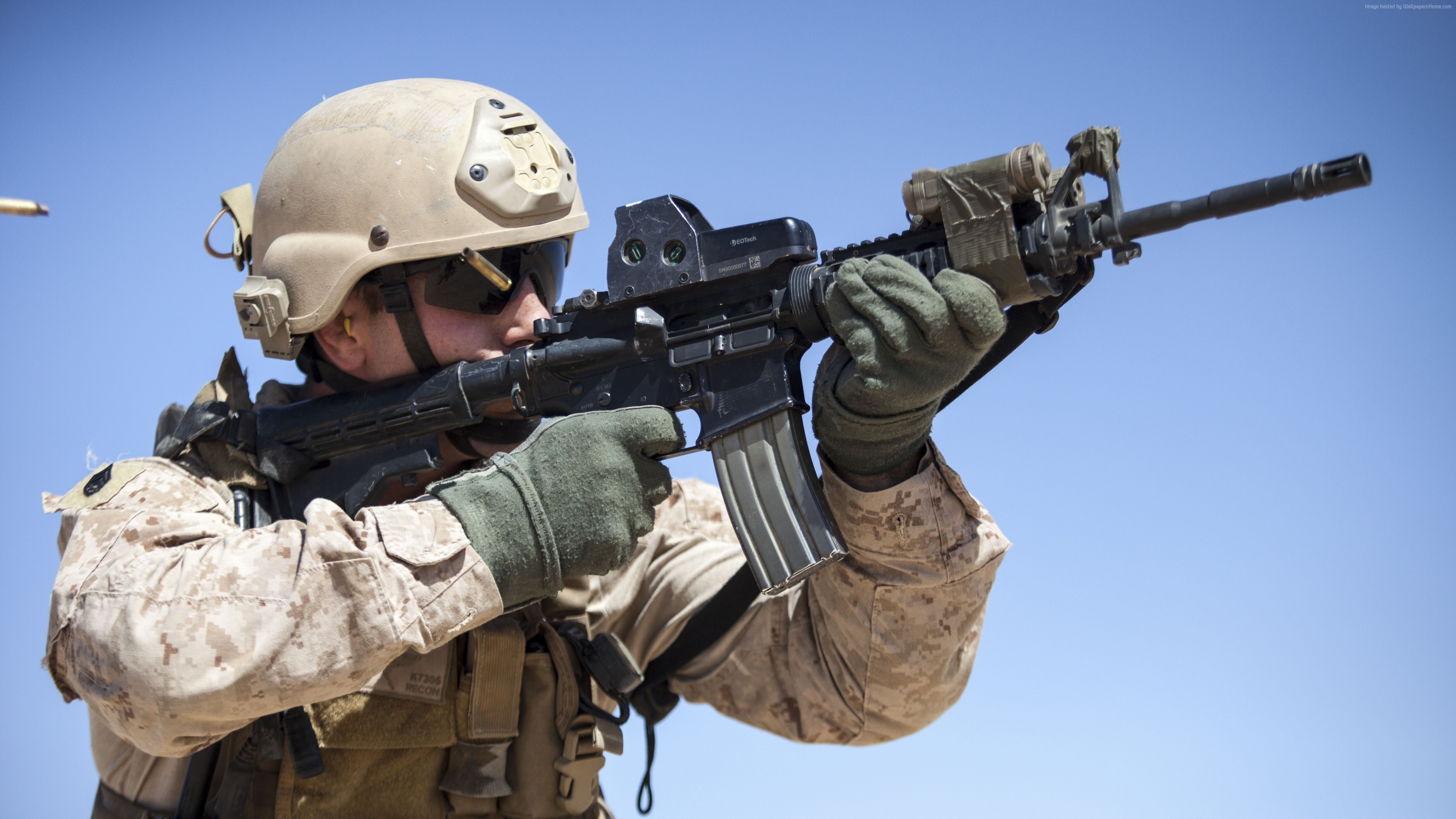 3840x2160 Wallpaper AR-15, M-16, red sight, U.S. Army, Marine Corps, Military