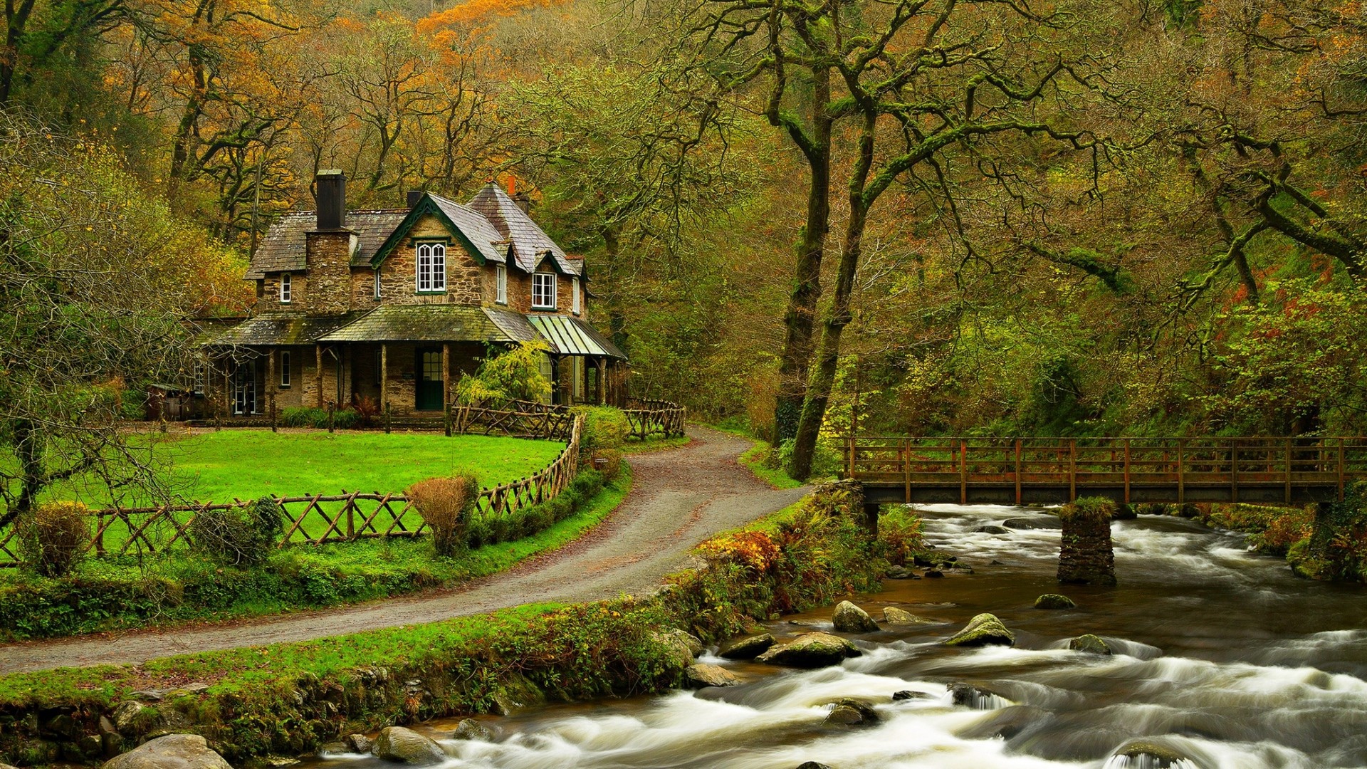 1920x1080 Nature river House