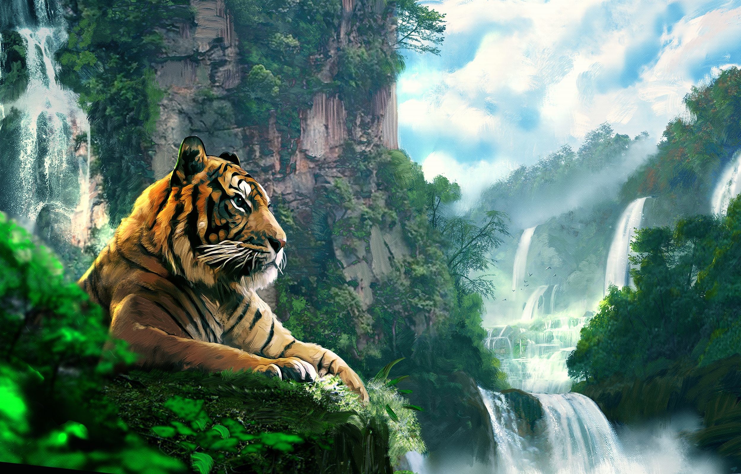 2500x1600 tiger art painting wallpaper