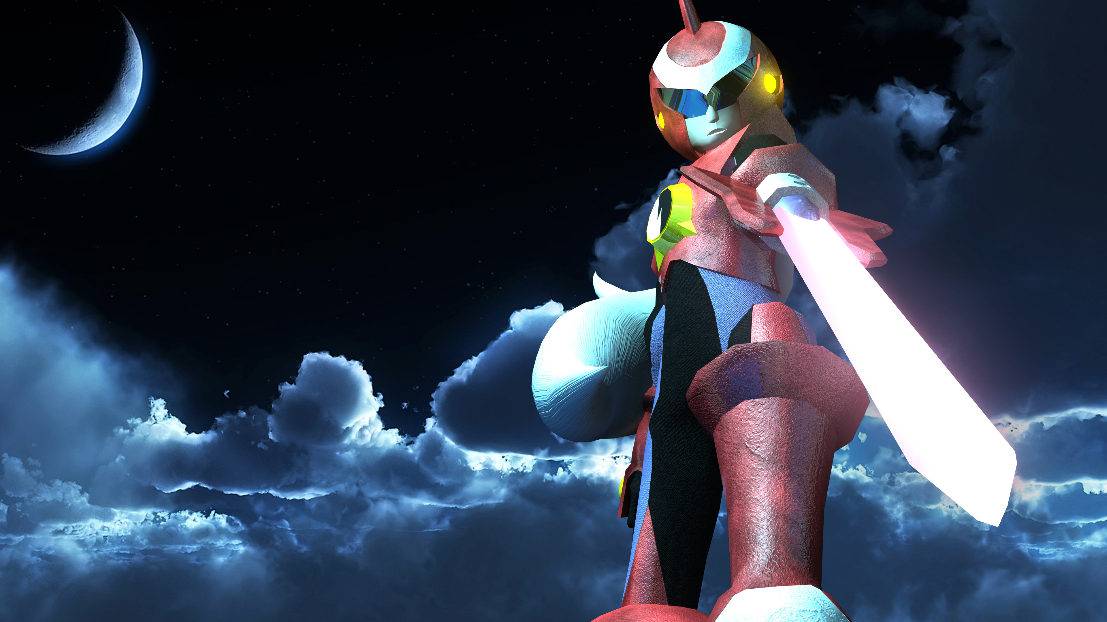 3840x2160 ... Mega Man - Protoman.EXE 3D Model Render #2 by Stef93