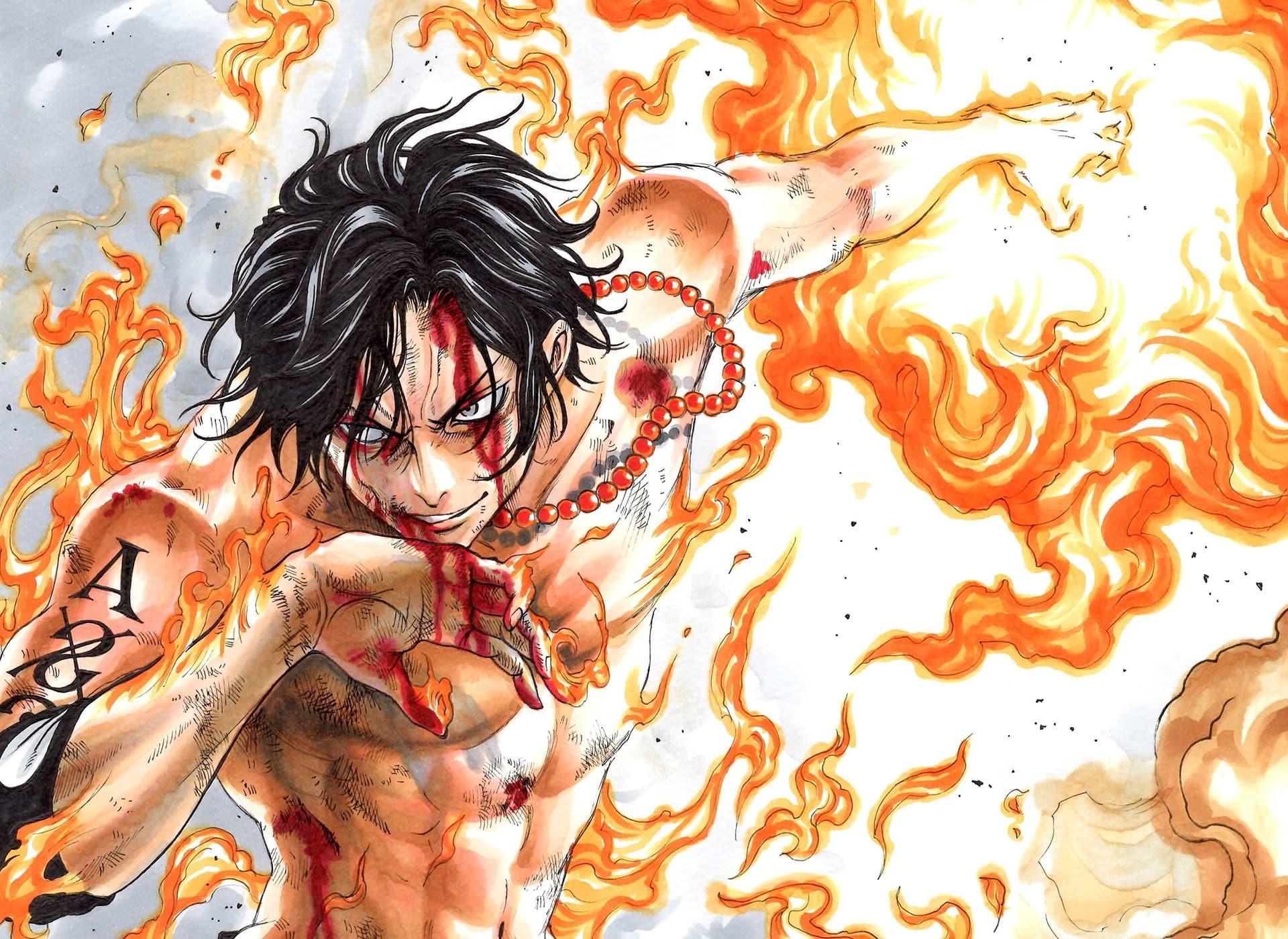 1920x1400 One Piece - Portgas D.Ace in the fire.