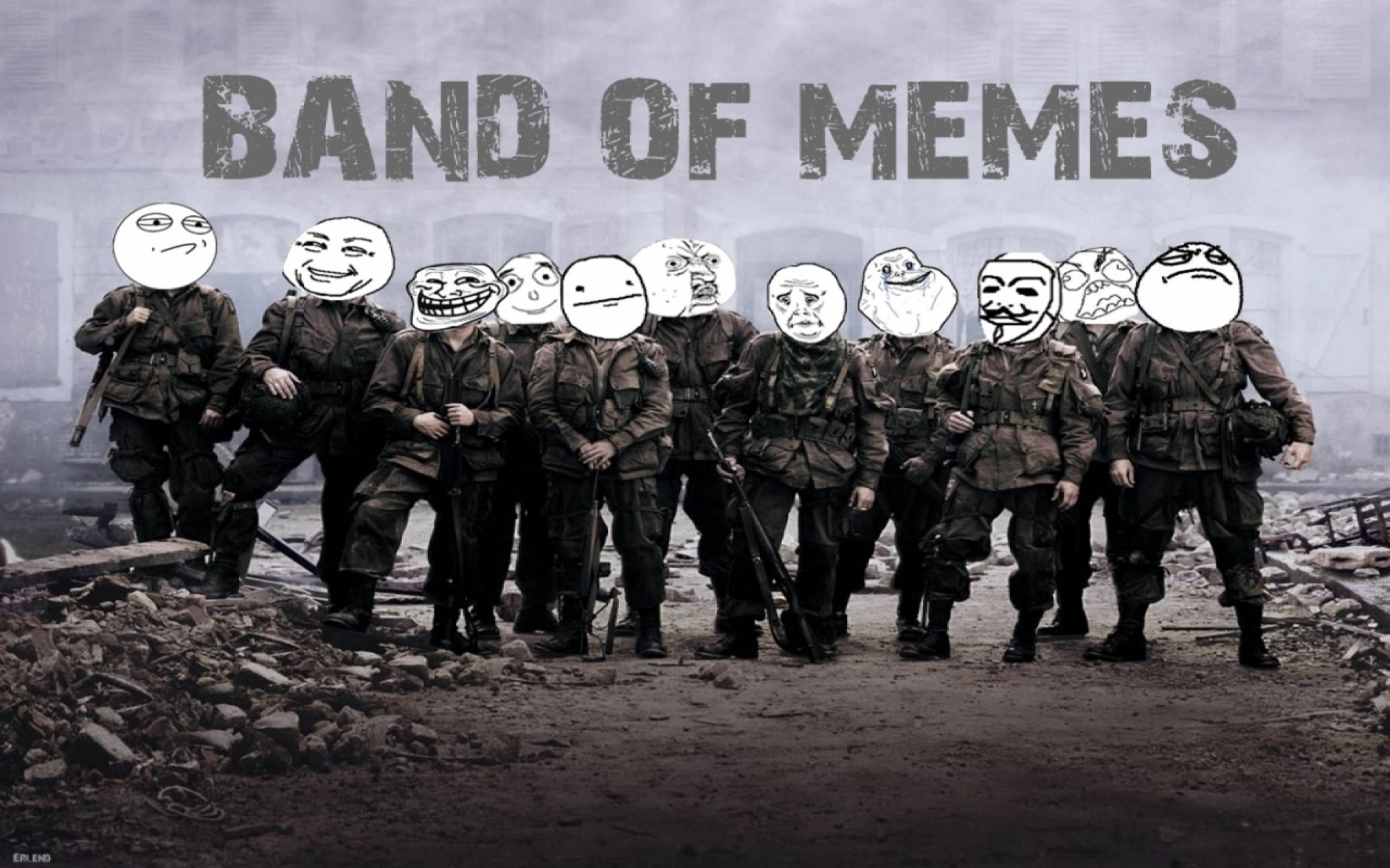 2560x1600 military humor funny meme trolling trollface band of brothers artwork  forever alone me gusta fuck ye