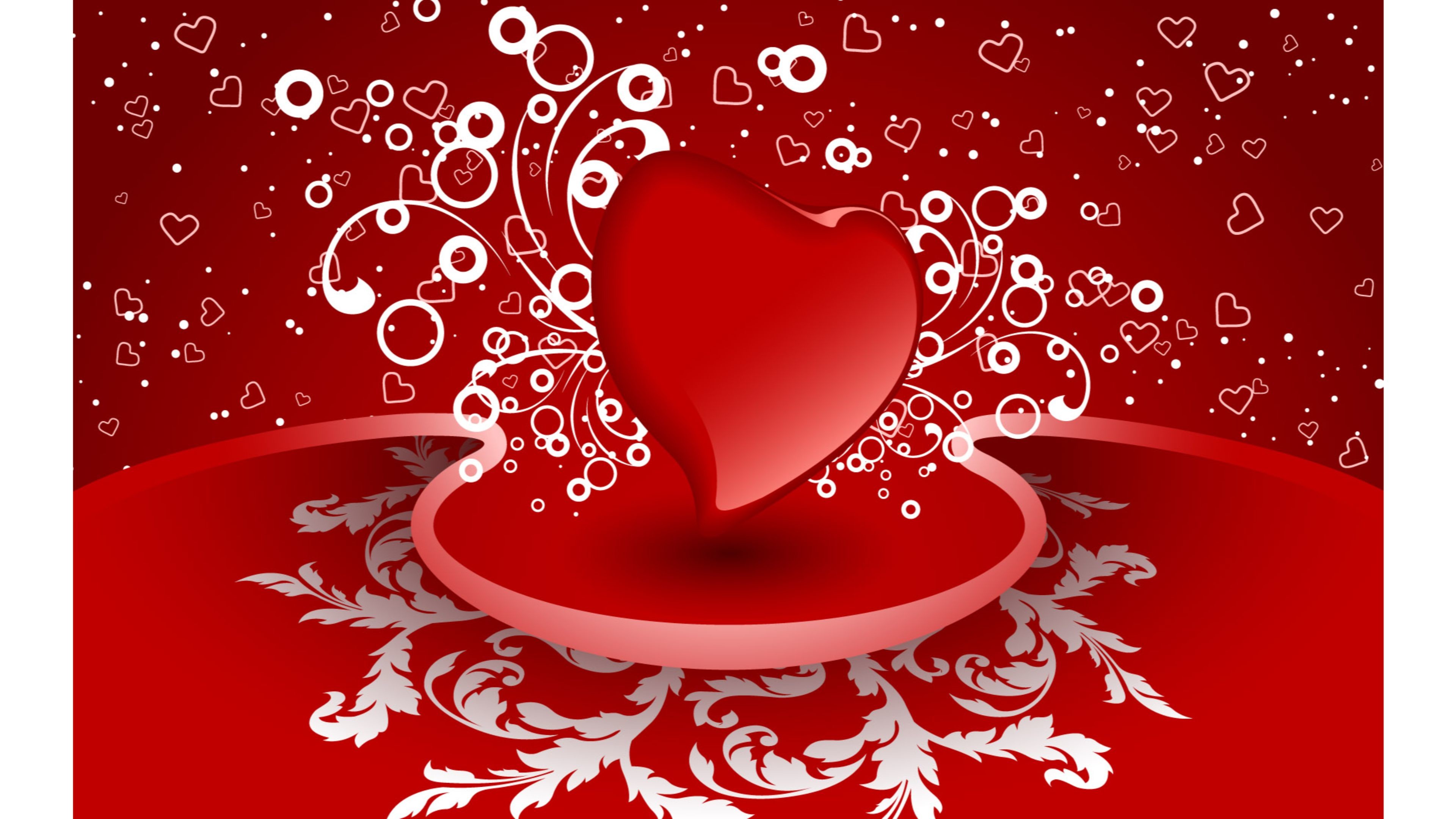 3840x2160 Red Heart Happy Valentines 4K Wallpaper