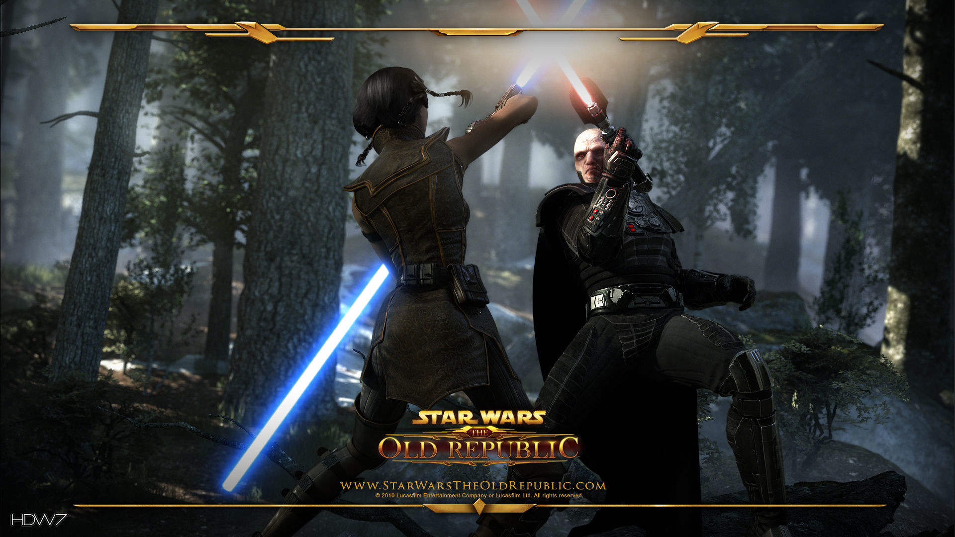 1920x1080 star wars the old republic duel in forest widescreen hd wallpaper