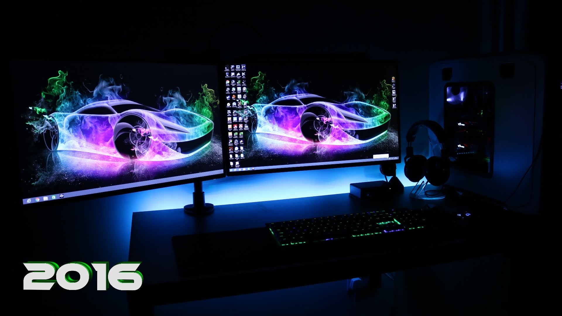 1920x1080 Ultimate Clean Gaming Setup 2016 Evolution, Dual Monitors, Gaming /  Workstation - YouTube