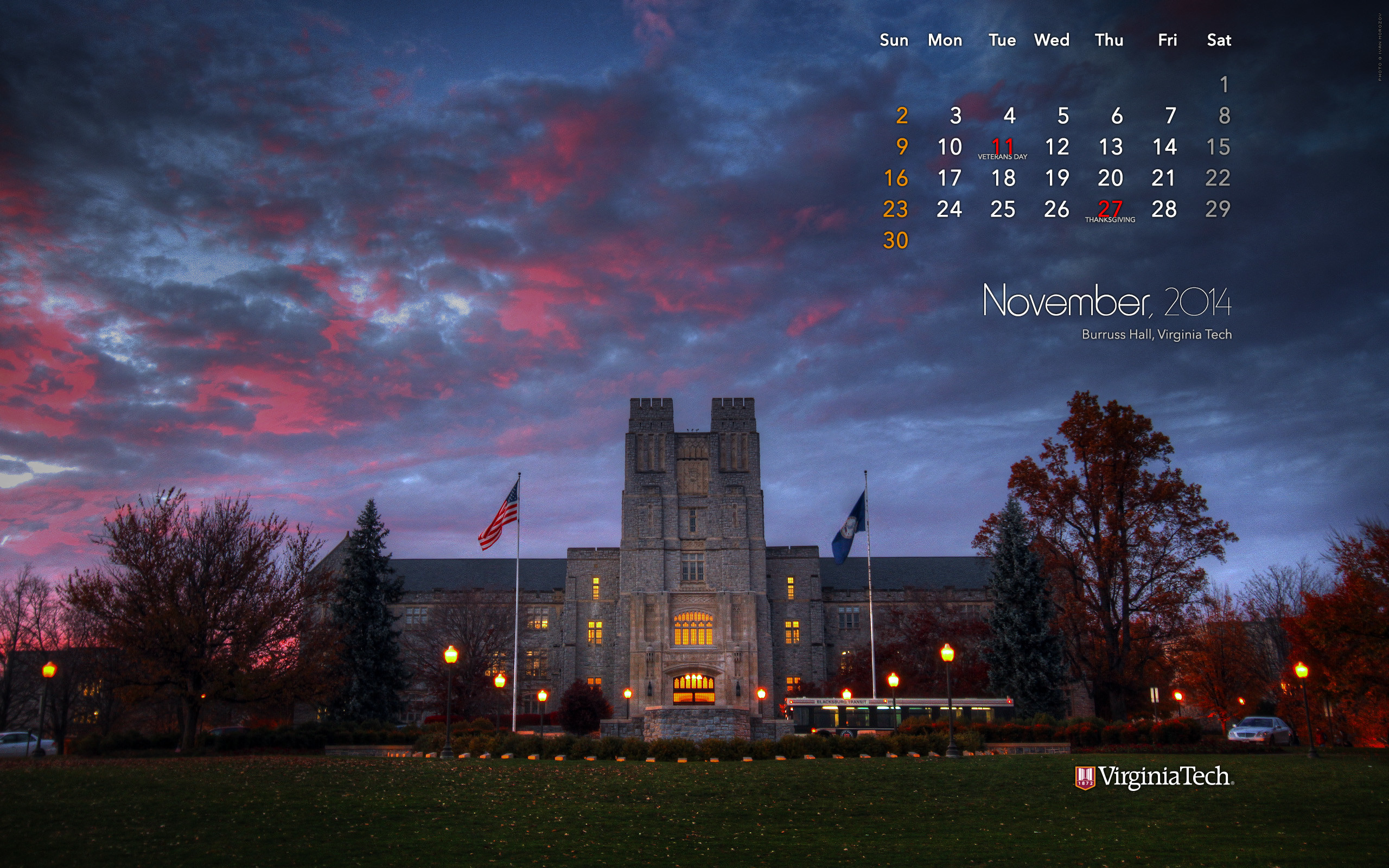 2560x1600 Desktop Wallpaper, November 2014. Virginia Tech. Download: 2560 x 1600 .