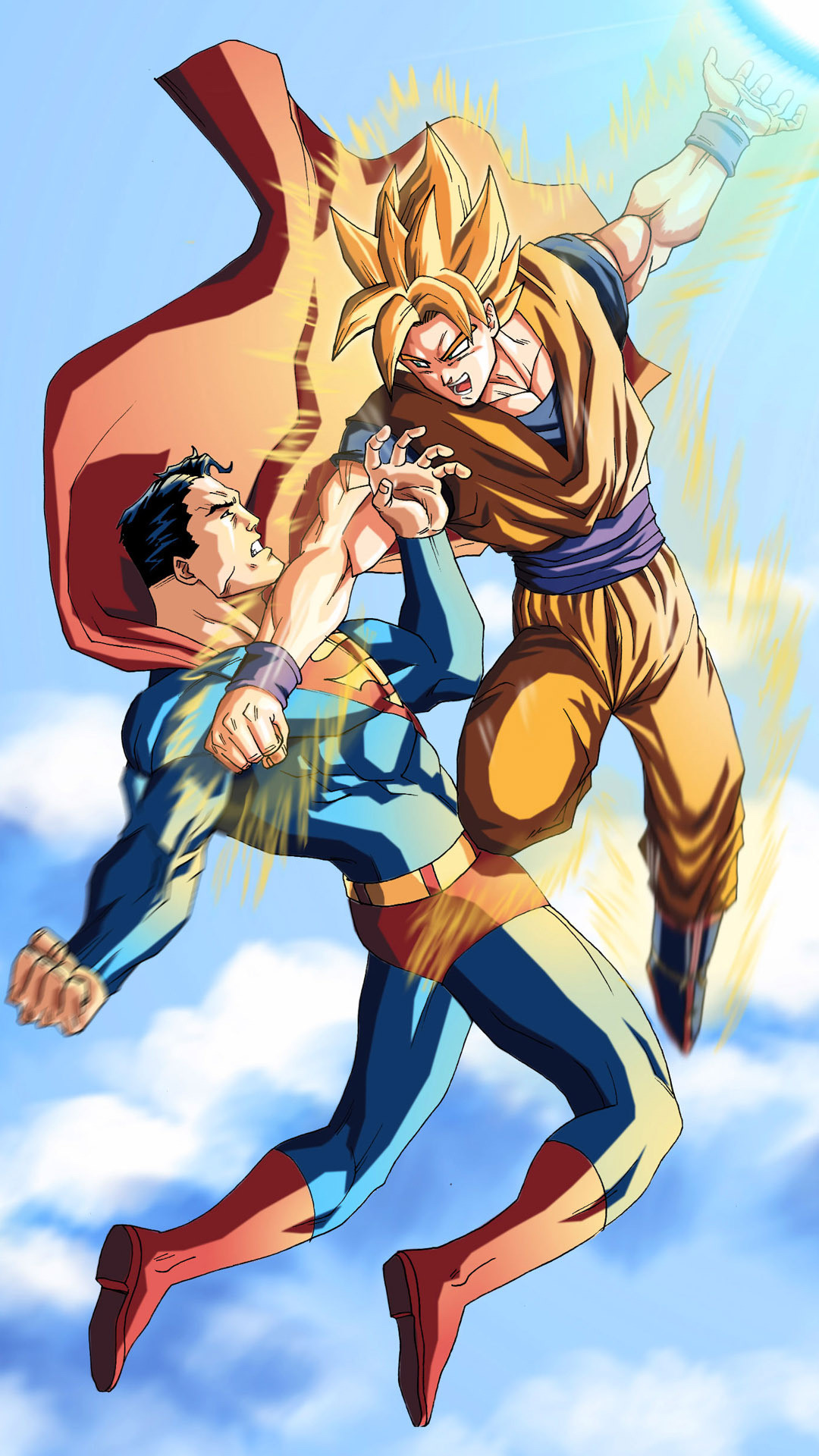 1080x1920 ... Superman vs Goku Vector mobile wallpaper
