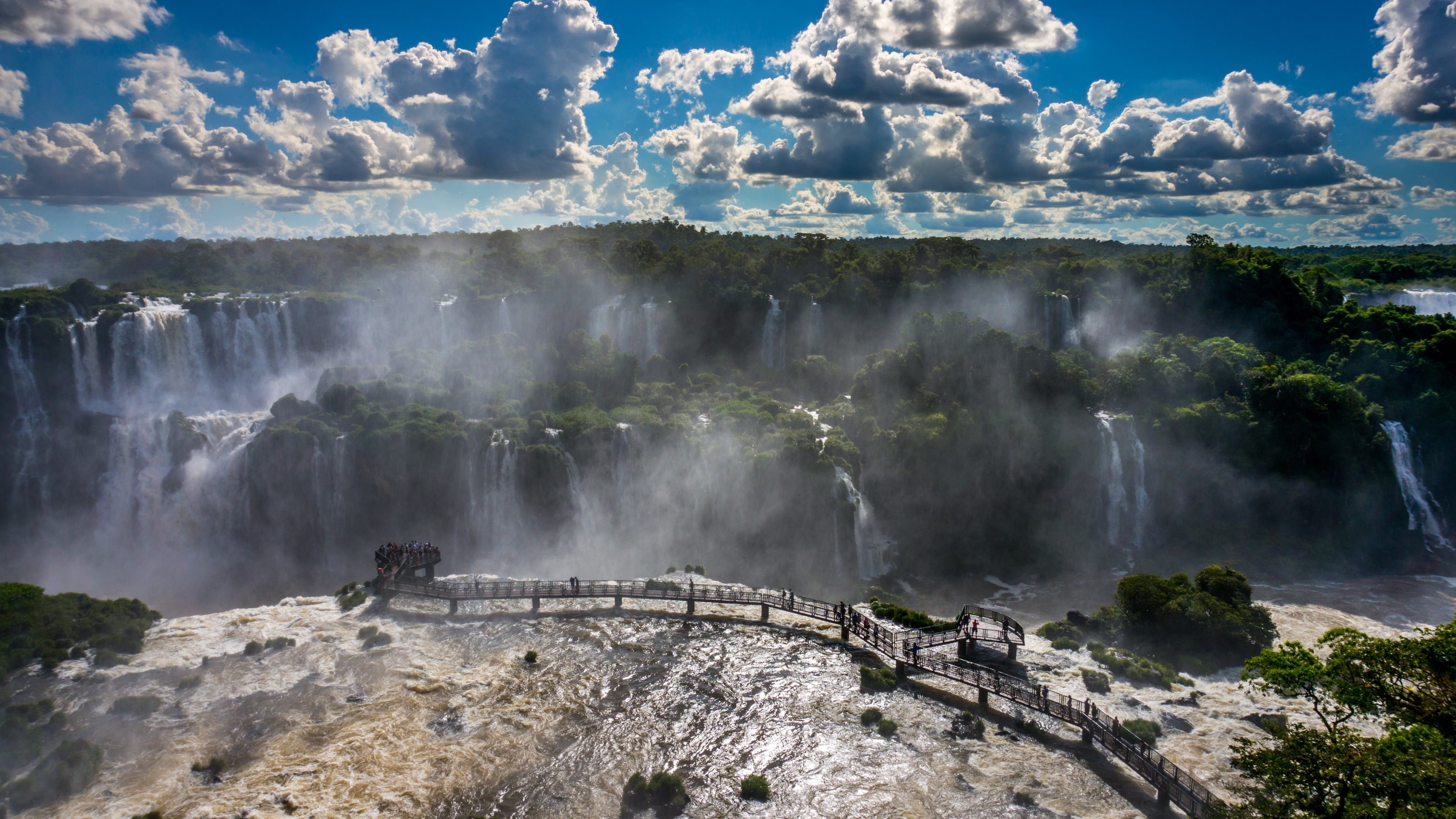 3840x2160 Clouds Forests Iguazu Falls Nature Water Waterfalls