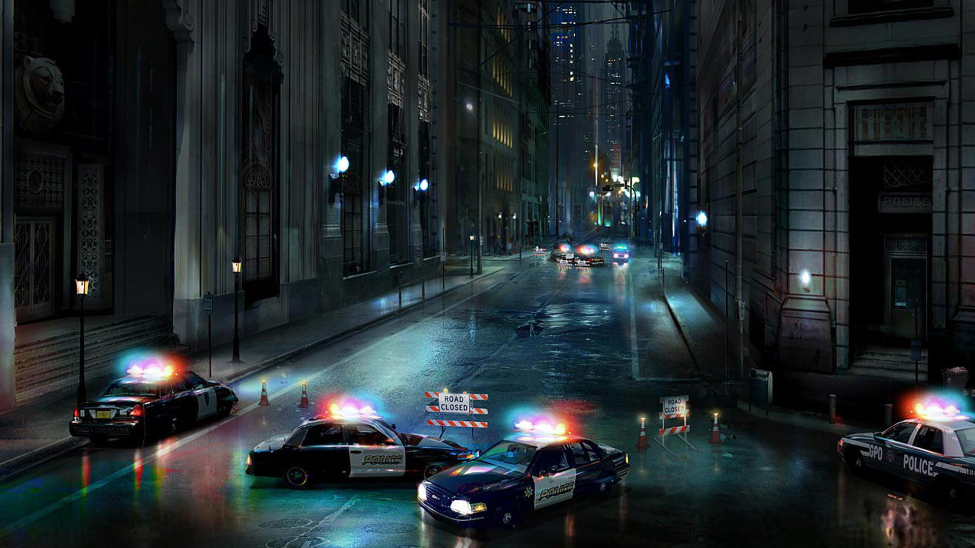 1920x1080 Gotham Scene, Road Closed by the Police  wallpaper