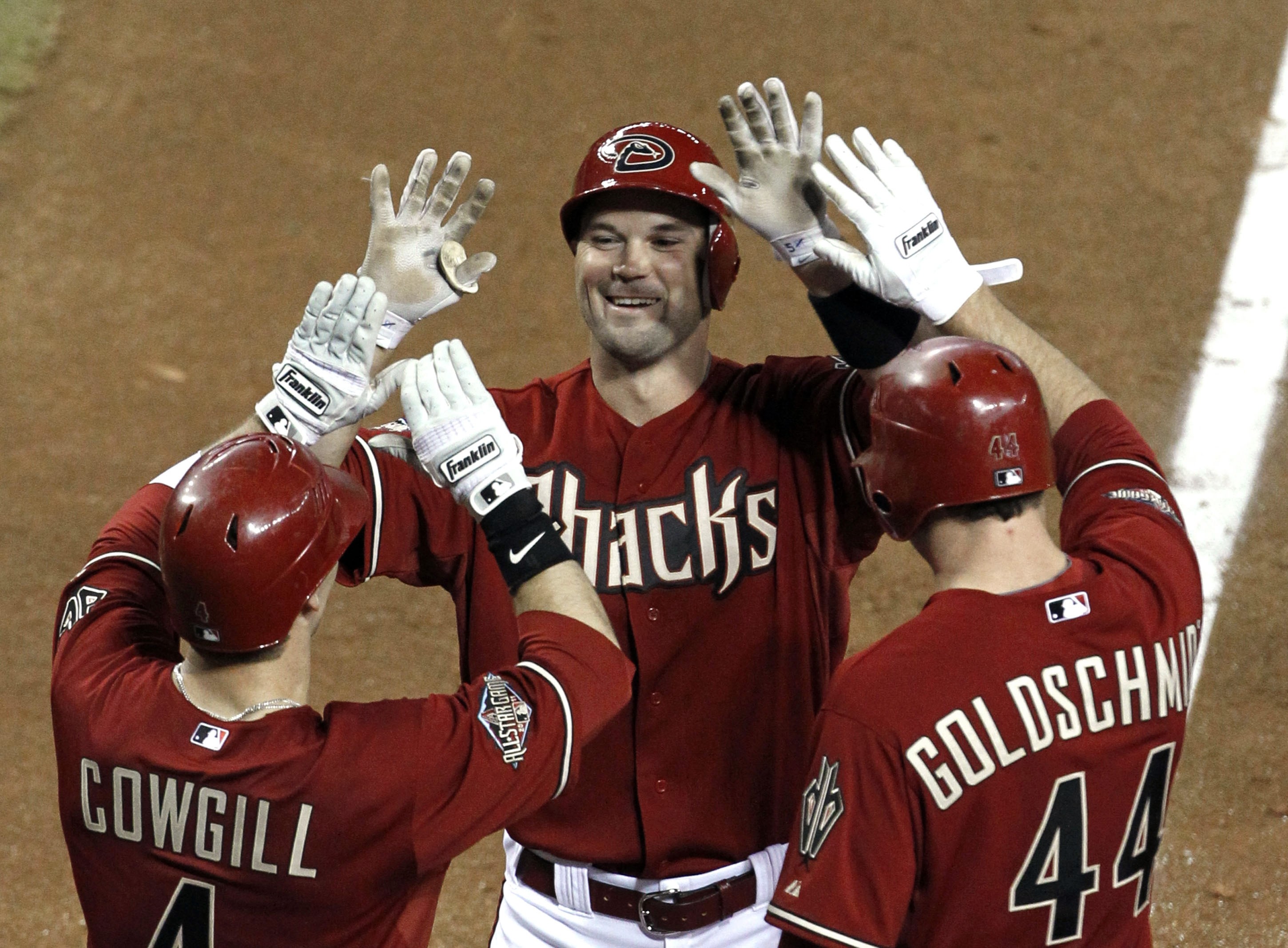 2900x2134 Cole Gillespie of the Diamondbacks celebrates his grand slam against the  Dodgers with teammates Collin Cowgill