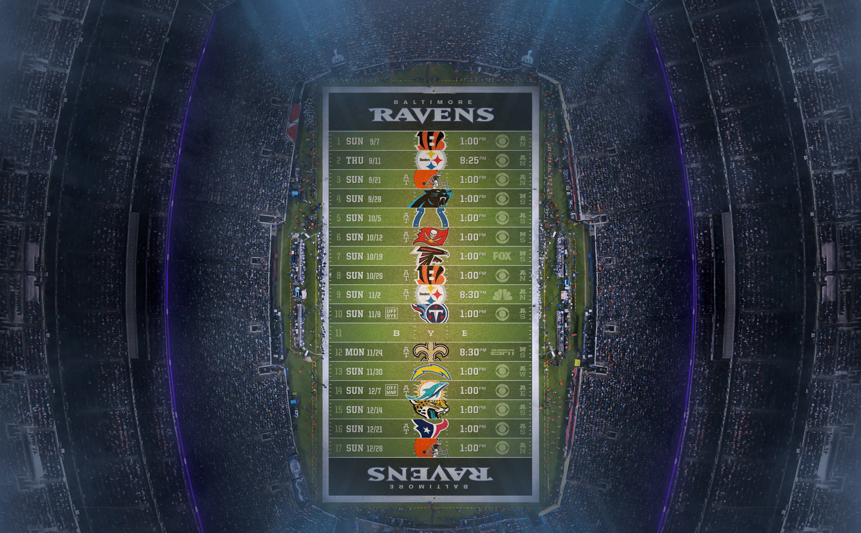 3414x2112 Baltimore Ravens 2014 NFL Schedule Wallpaper