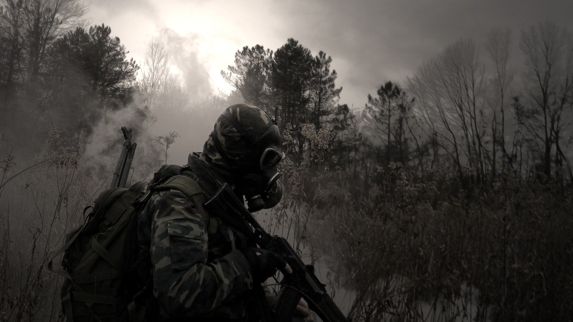 1920x1080 Soldier Gas Mask Wallpaper
