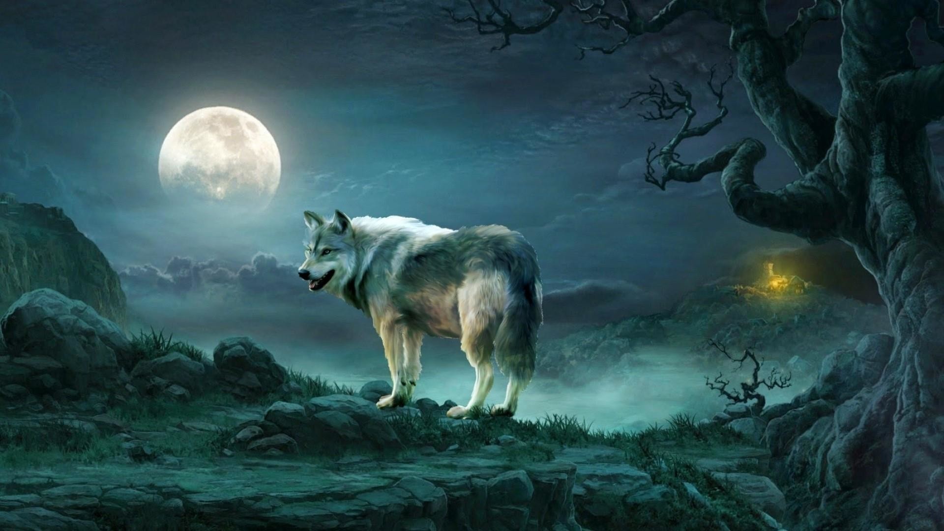 1920x1080 Wolf Moon Wallpaper | High Quality Creative