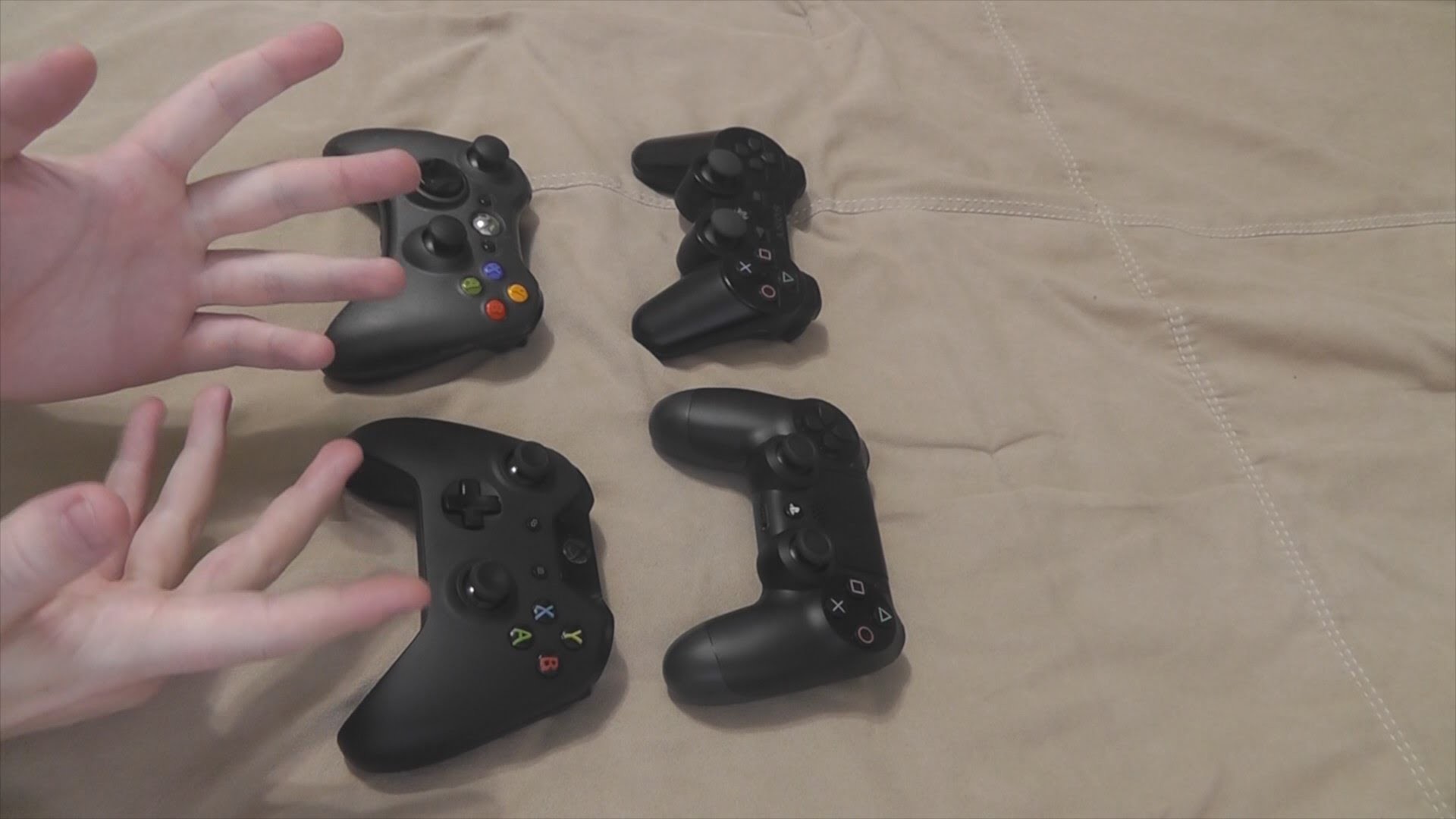 1920x1080 BIG HANDS: PS4 vs Xbox One Controller vs Xbox 360 Controller vs PS3  Controller Comparison - YouTube